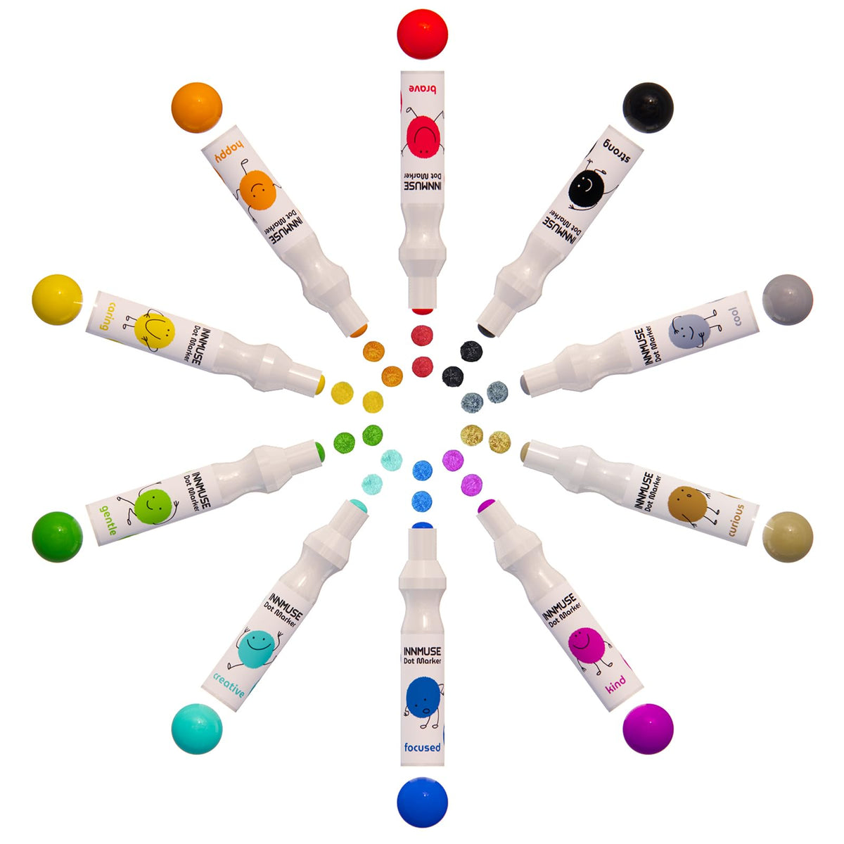 INNMUSE 10-Color Washable Dot Markers – Mess-Free Toddler Art Kit with Smock & Printable PDFs