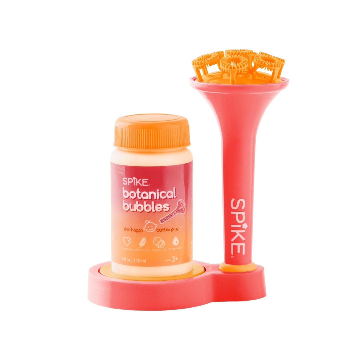 Innobaby SPIKE Bubble Blower - Mess-Free Botanical Bubbles & Dipping Tray - Pink