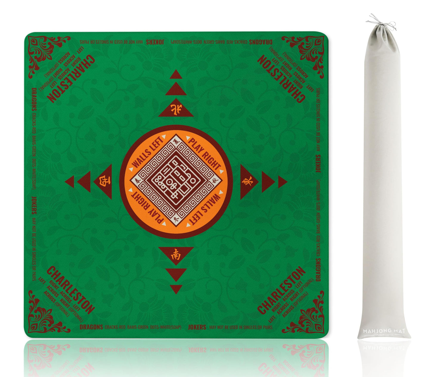 InnoBeta Mahjong Mat 33x33 – Non-Slip, Noise-Reducing Gaming Surface for American Mahjong (RedGreen-03)