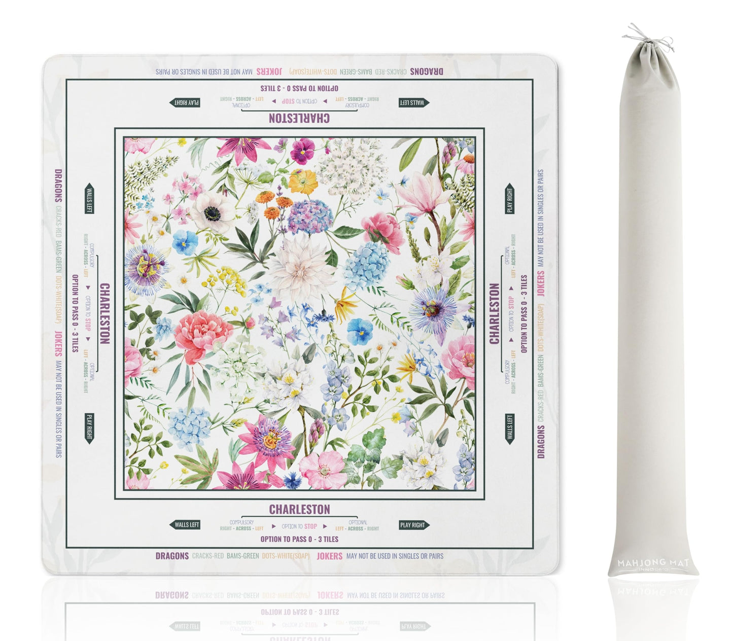 InnoBeta Mahjong Mat 33x33 – Non-Slip, Noise-Reducing Play Surface Flower-Carnation-12