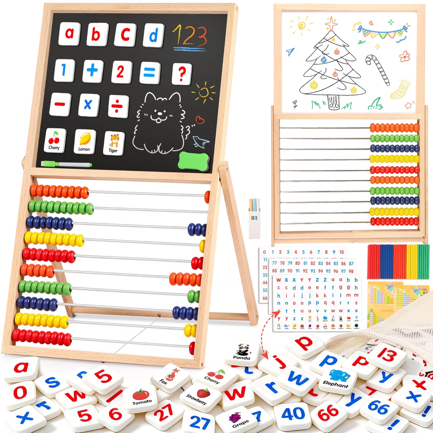 INNOCHEER 3-in-1 Abacus, Magnetic Letters & Fridge Magnets for Kids | Educational Learning Toy