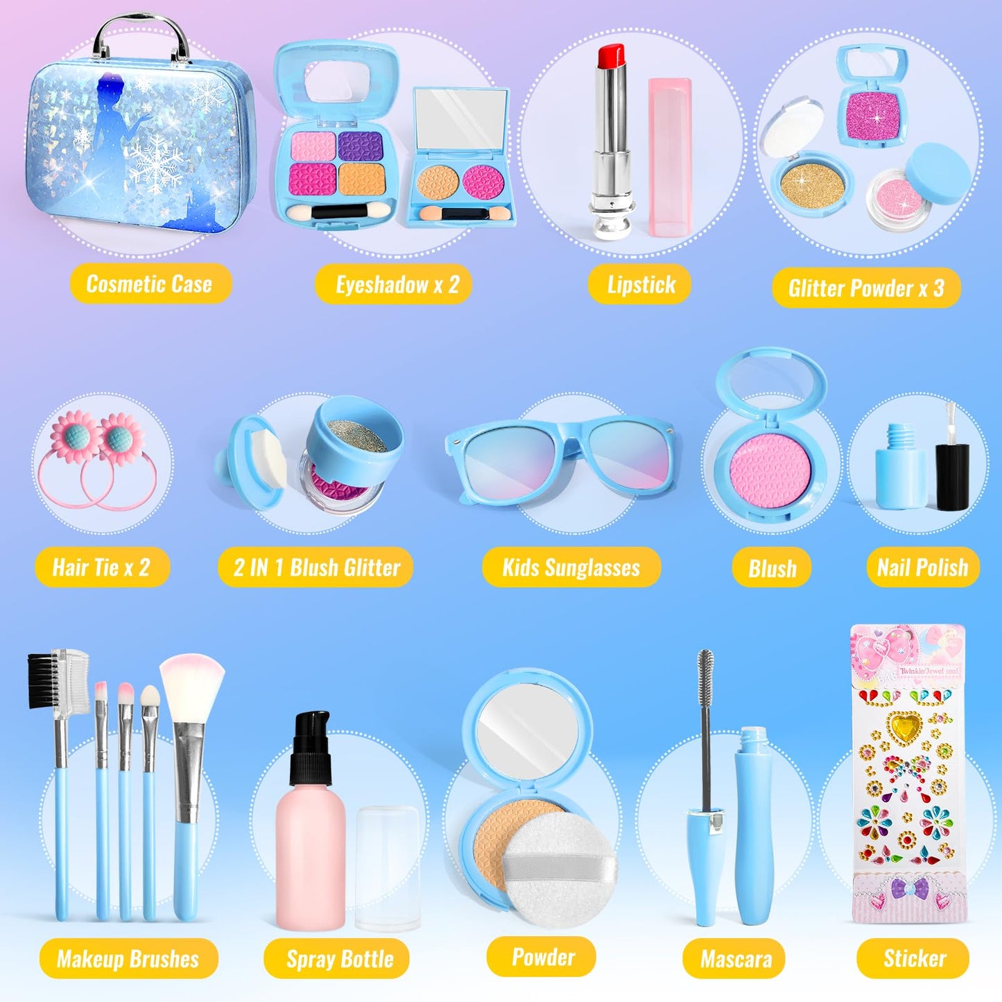 INNOCHEER Pretend Makeup Kit for Toddlers Not Real Makeup – Frozen Toy Set for Girls