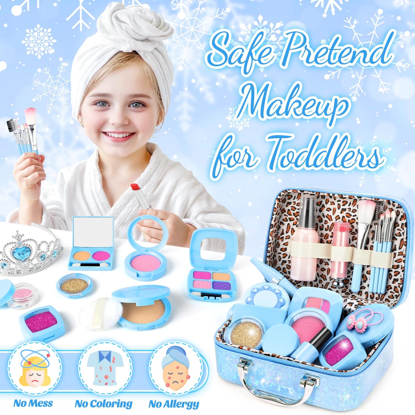 INNOCHEER Pretend Makeup Kit for Toddlers – Safe Frozen Toy Gift for Girls 3-7