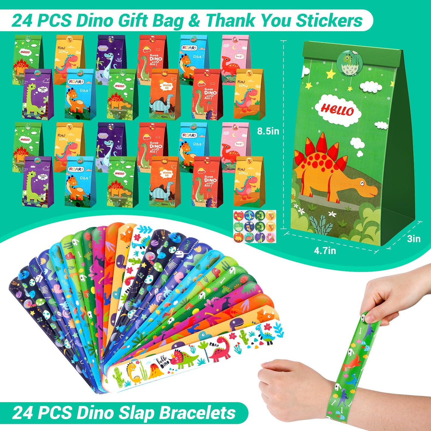 INNOCHEER Dinosaur Party Favors — 24-Pack Birthday Party Supplies