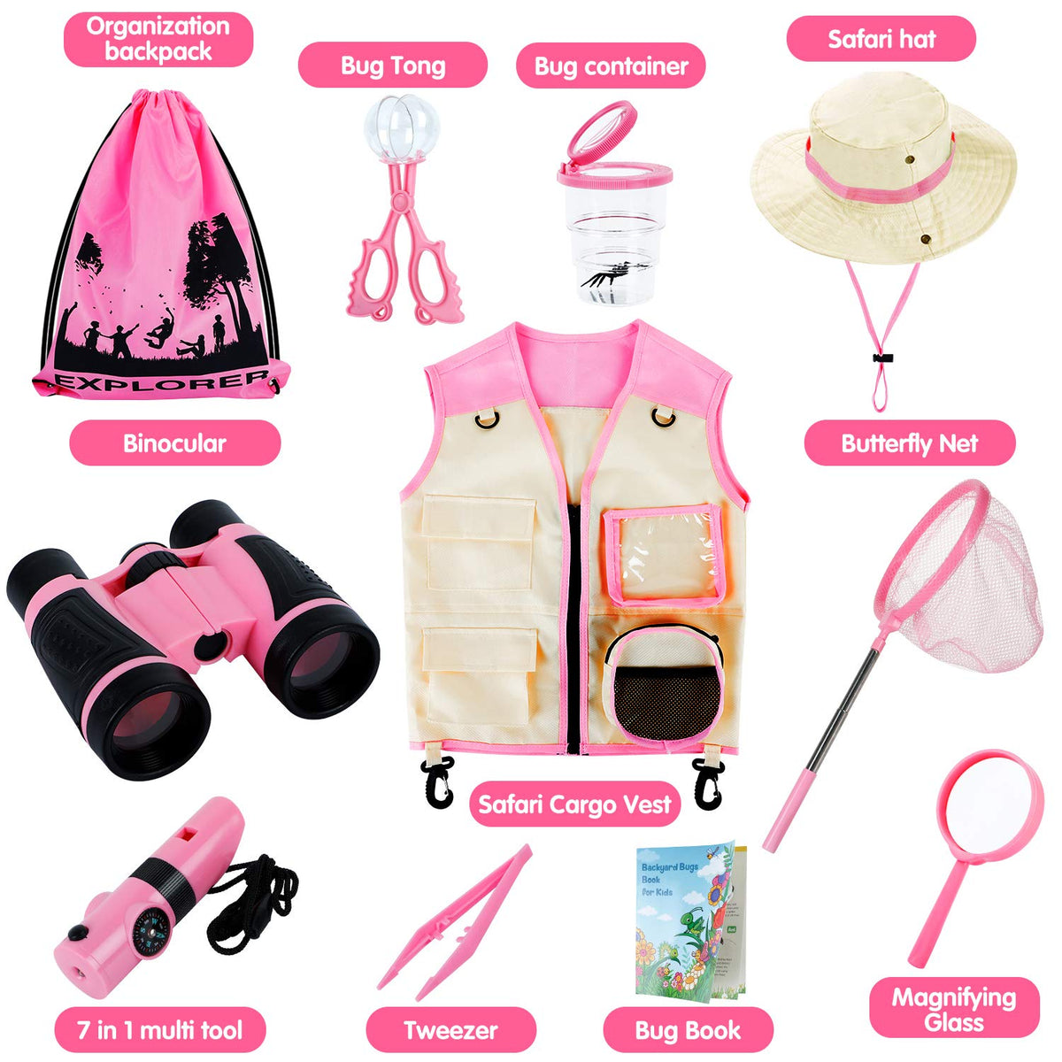 INNOCHEER Explorer Kit for Girls | Bug Catcher Kit for Kids Outdoor Adventures