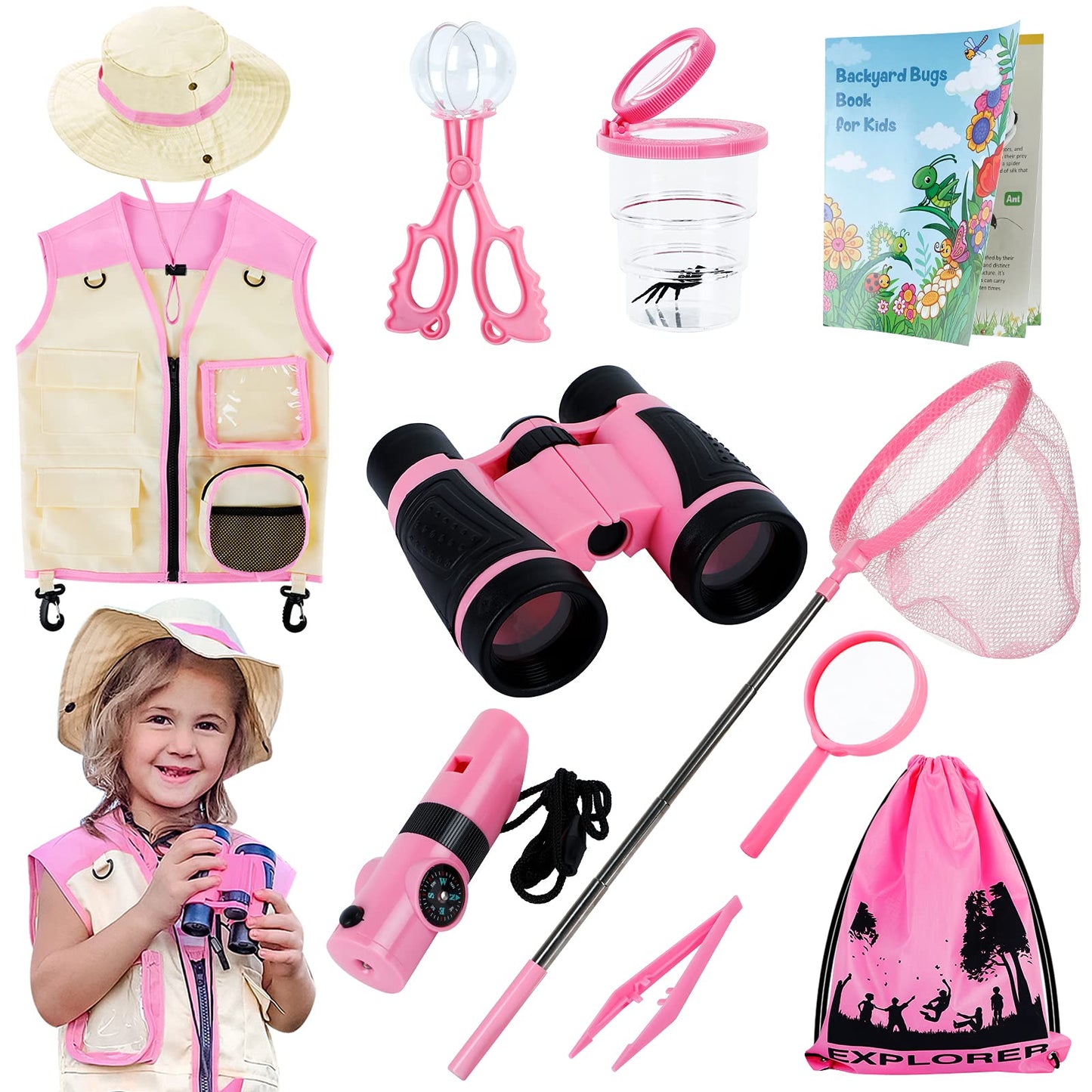 INNOCHEER Explorer Kit for Girls | Bug Catcher Kit for Kids Outdoor Adventures