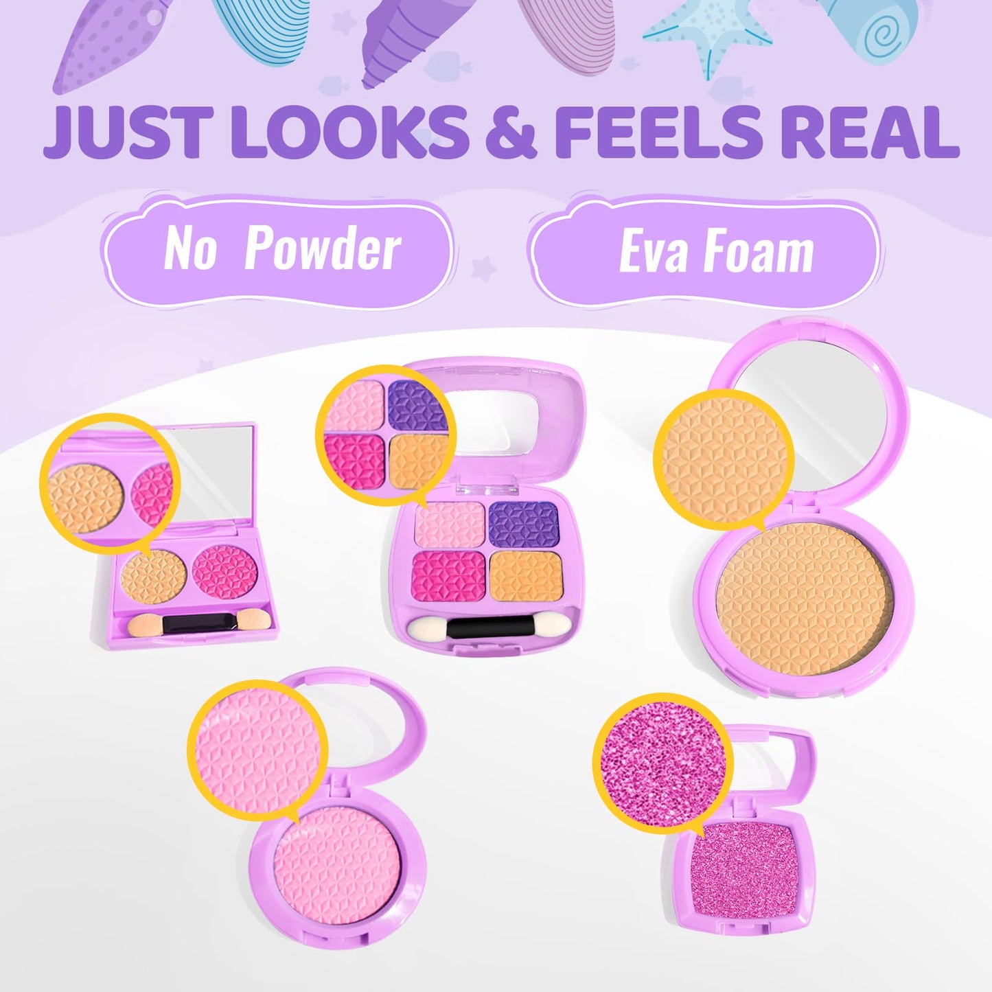 INNOCHEER Pretend Makeup Kit for Toddlers – Mermaid Themed Toy Set for Safe, Imaginative Play