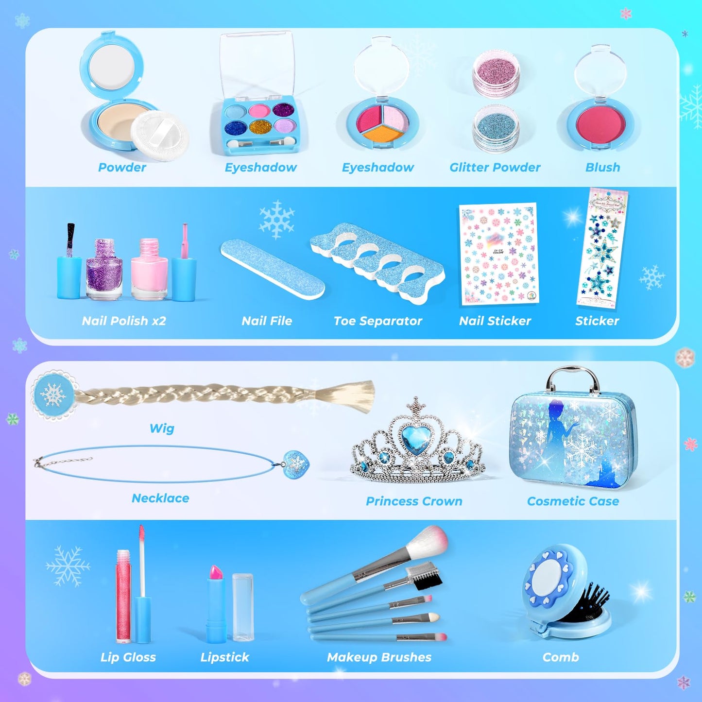 INNOCHEER Kids Makeup Kit – Safe, Washable 25-Piece Princess Play Set for Girls (Ages 3-12)