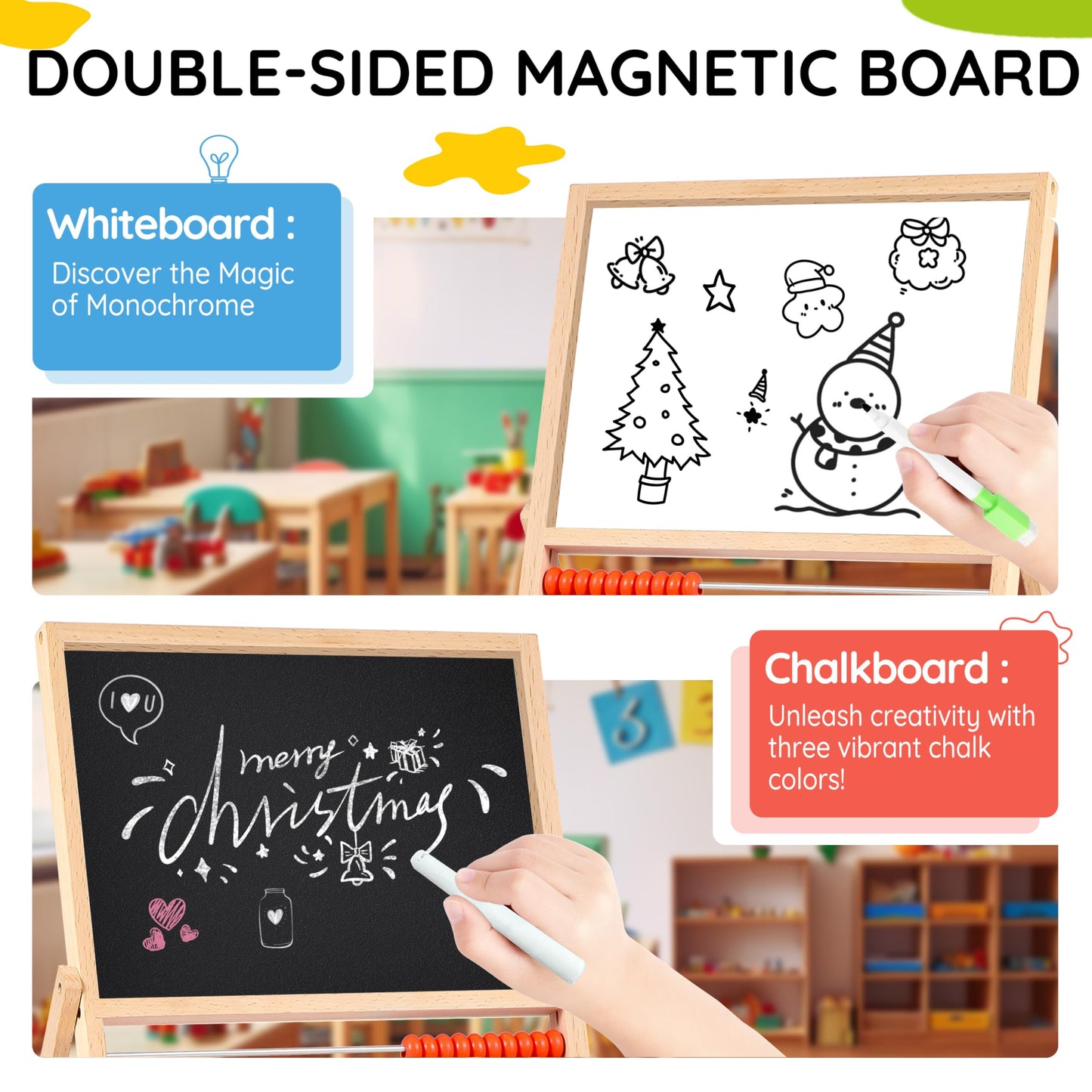 INNOCHEER 3-in-1 Abacus, Magnetic Letters & Fridge Magnets for Kids | Educational Learning Toy