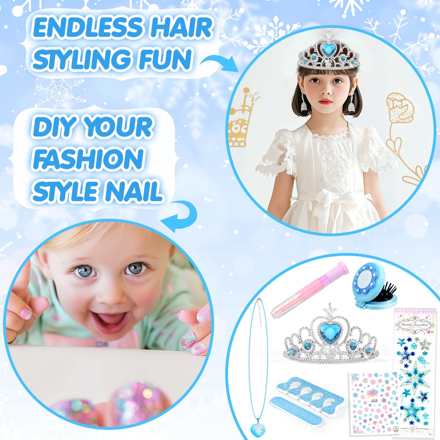 INNOCHEER Kids Makeup Kit – 24-in-1 Frozen Themed Washable Cosmetic Set for Girls