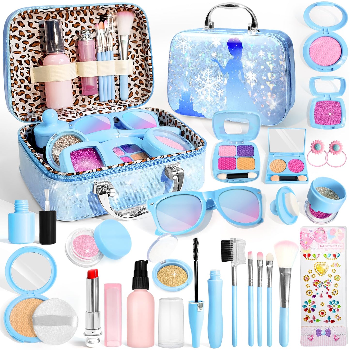 INNOCHEER Pretend Makeup Kit for Toddlers Not Real Makeup – Frozen Toy Set for Girls