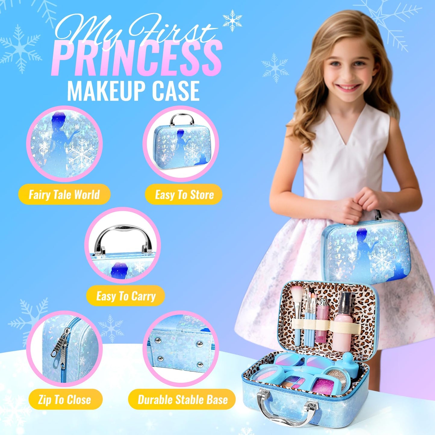 INNOCHEER Pretend Makeup Kit for Toddlers Not Real Makeup – Frozen Toy Set for Girls