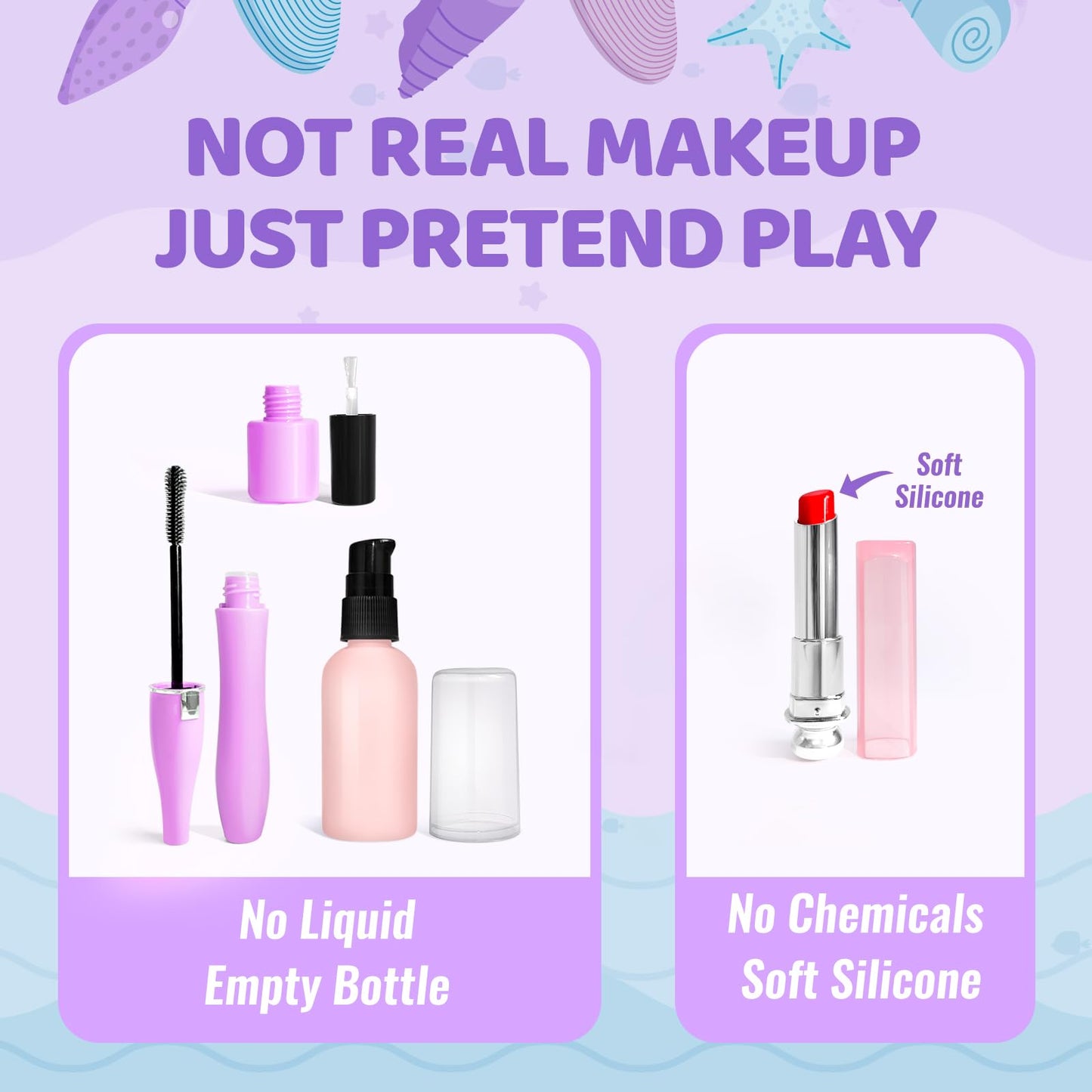 INNOCHEER Pretend Makeup Kit for Toddlers – Mermaid Themed Toy Set for Safe, Imaginative Play