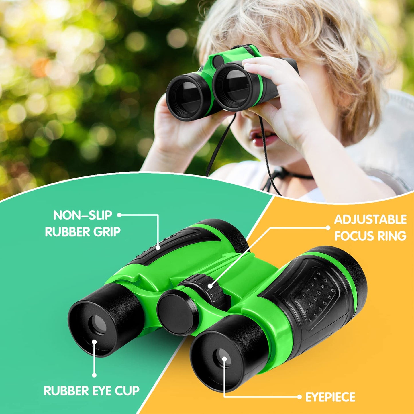 INNOCHEER Kids Explorer Kit & Bug Catcher Set – Safari Vest, Hat, Binoculars, Net, Bug Book (Camouflage Green)