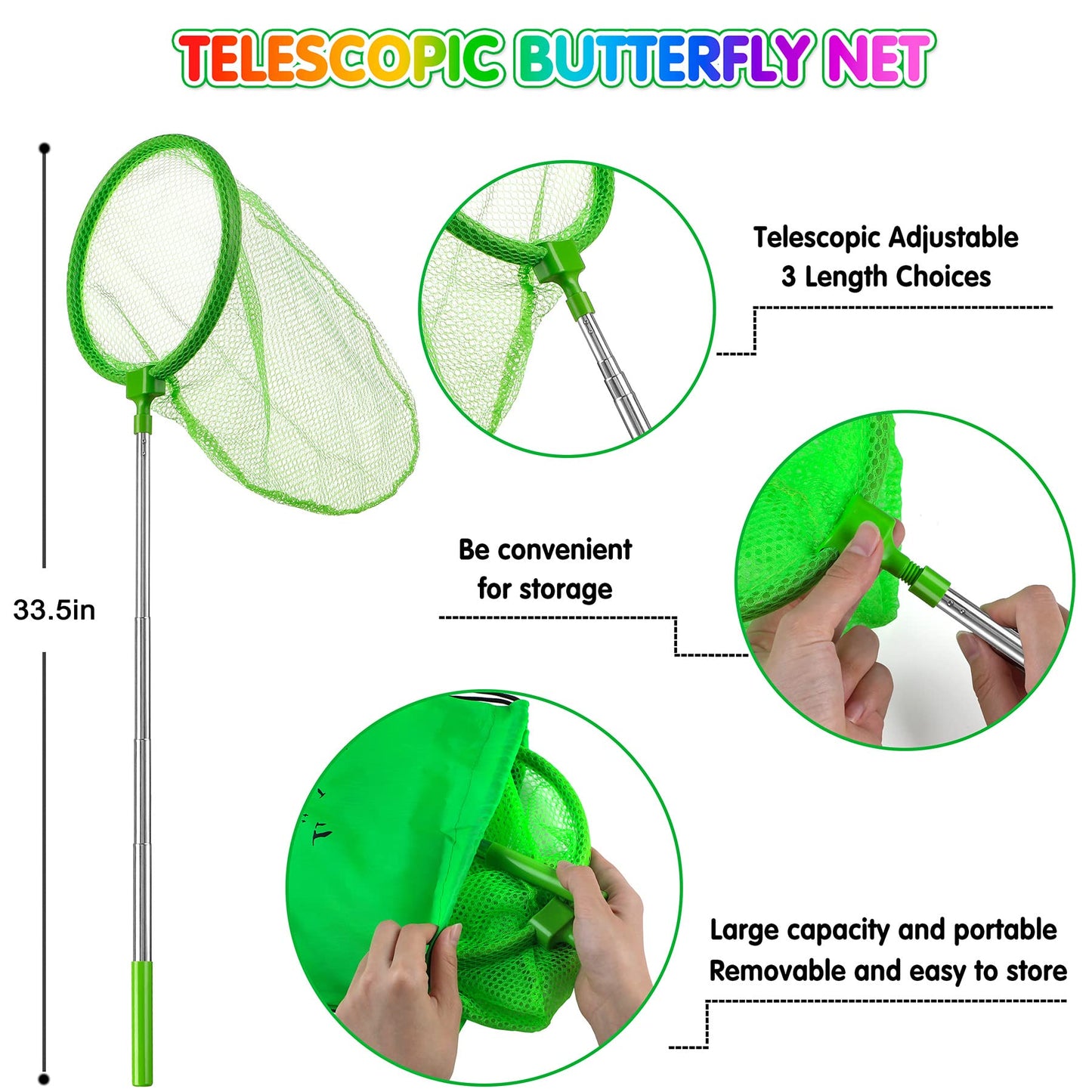 INNOCHEER Kids Explorer Kit & Bug Catcher Set – Safari Vest, Hat, Binoculars, Net, Bug Book (Camouflage Green)