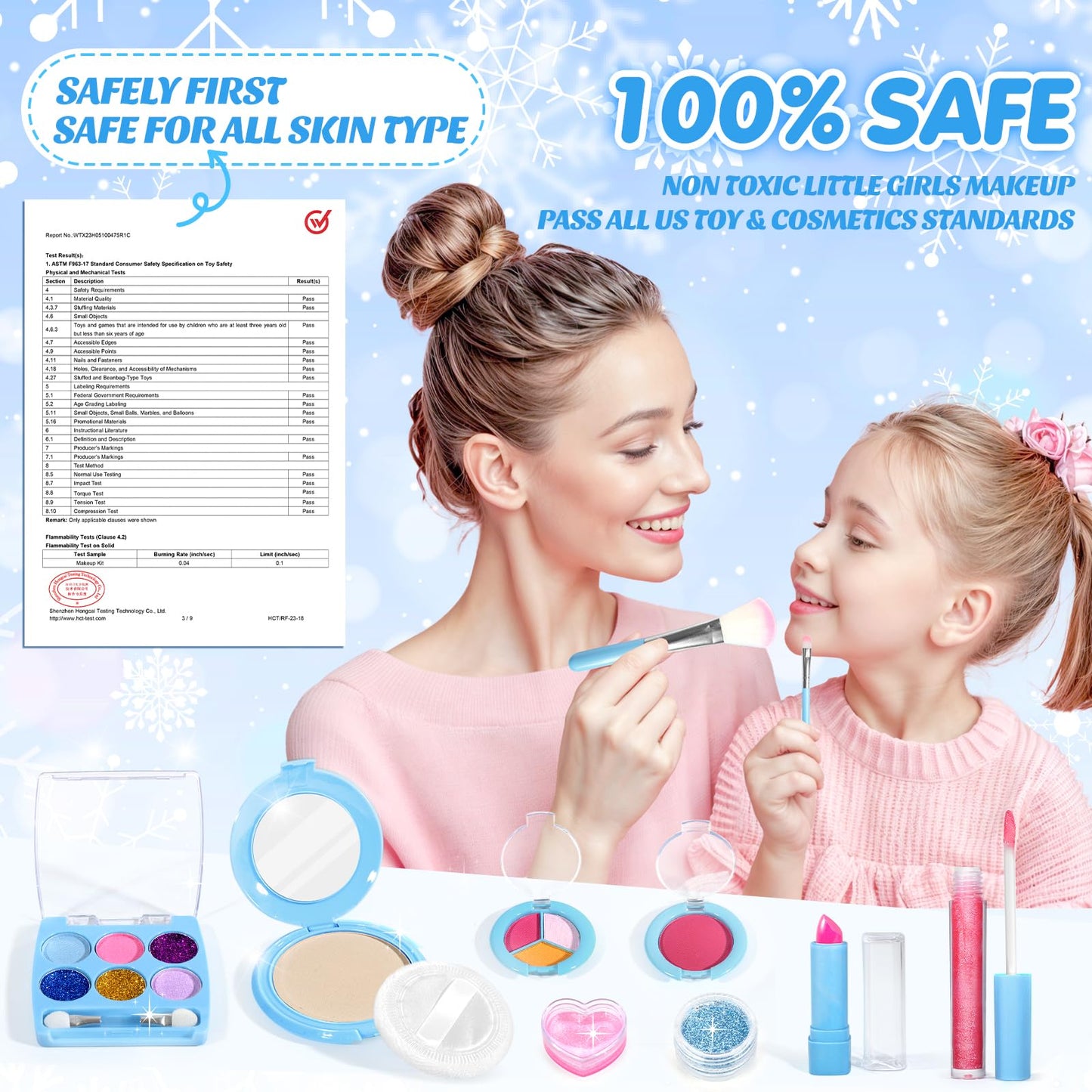 INNOCHEER Kids Makeup Kit – 24-in-1 Frozen Themed Washable Cosmetic Set for Girls