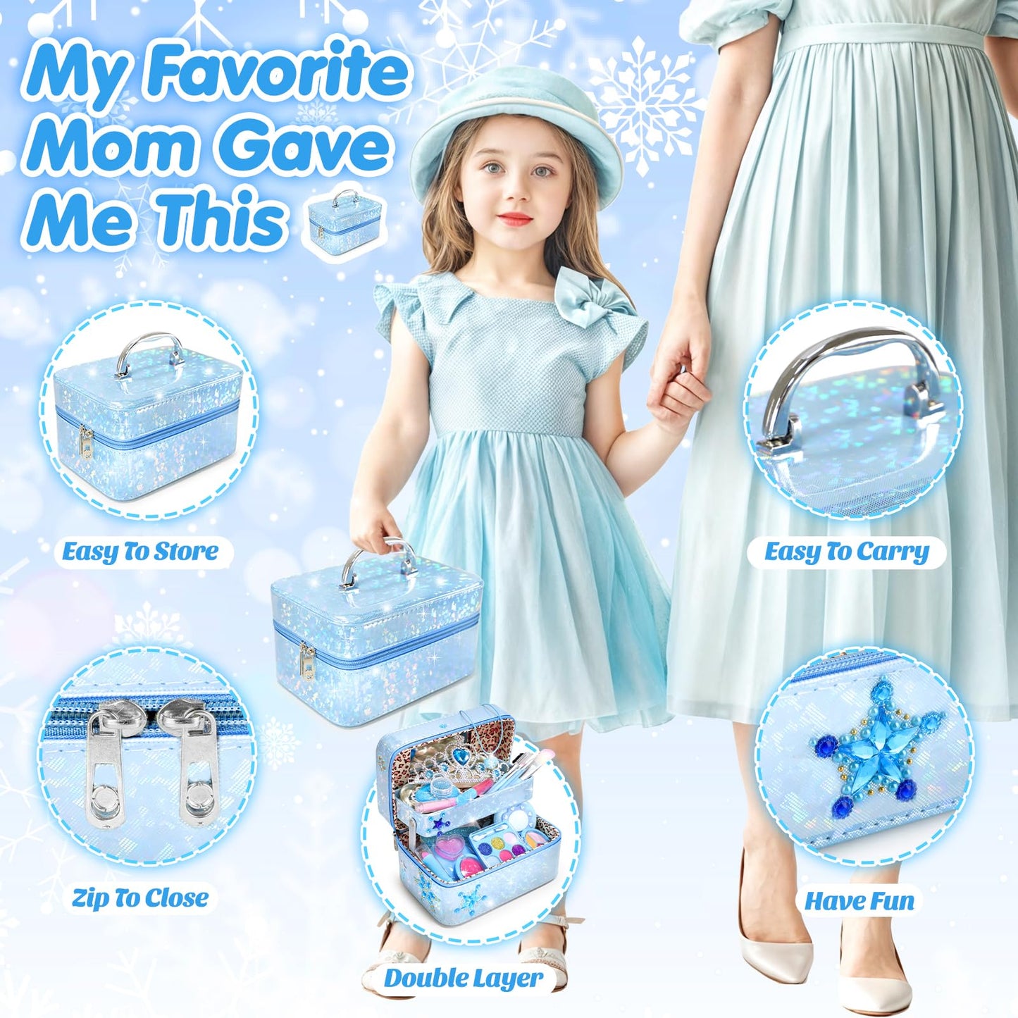 INNOCHEER Kids Makeup Kit – 24-in-1 Frozen Themed Washable Cosmetic Set for Girls