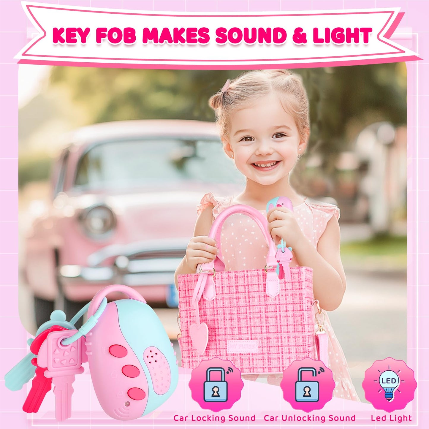INNOCHEER Little Girls Purse with Pretend Makeup – 30‑in‑1 Toy Set for Girls 3–8