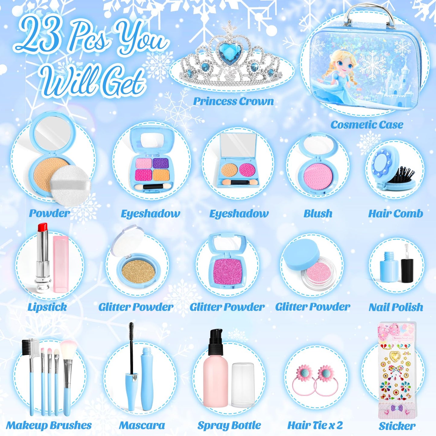 INNOCHEER Pretend Makeup Kit for Toddlers – Safe Frozen Toy Gift for Girls 3-7