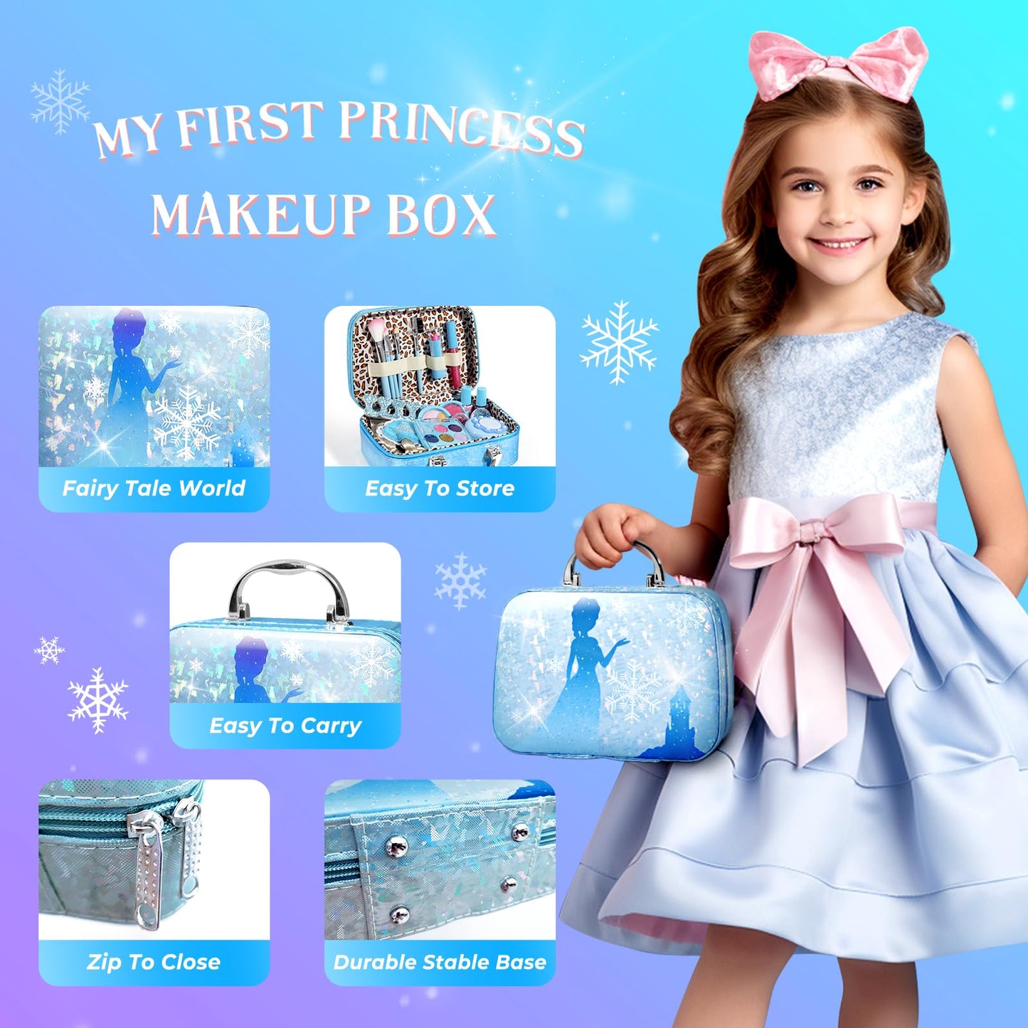 INNOCHEER Kids Makeup Kit – Safe, Washable 25-Piece Princess Play Set for Girls (Ages 3-12)