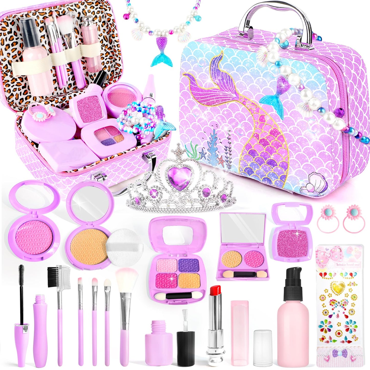 INNOCHEER Pretend Makeup Kit for Toddlers – Mermaid Themed Toy Set for Safe, Imaginative Play