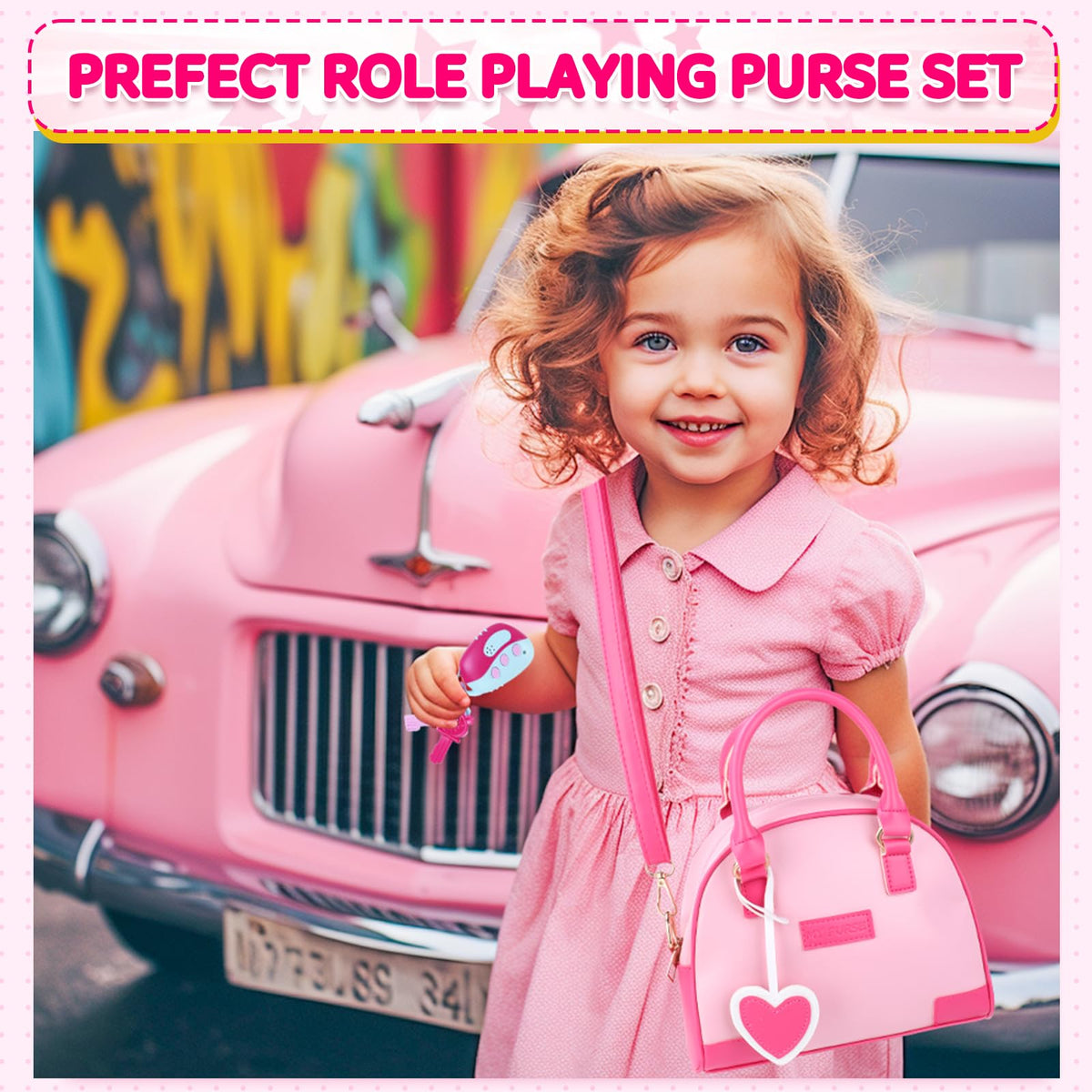 INNOCHEER Little Girls Purse – Pretend Makeup Kit & Dress-Up Toy for Ages 3-8