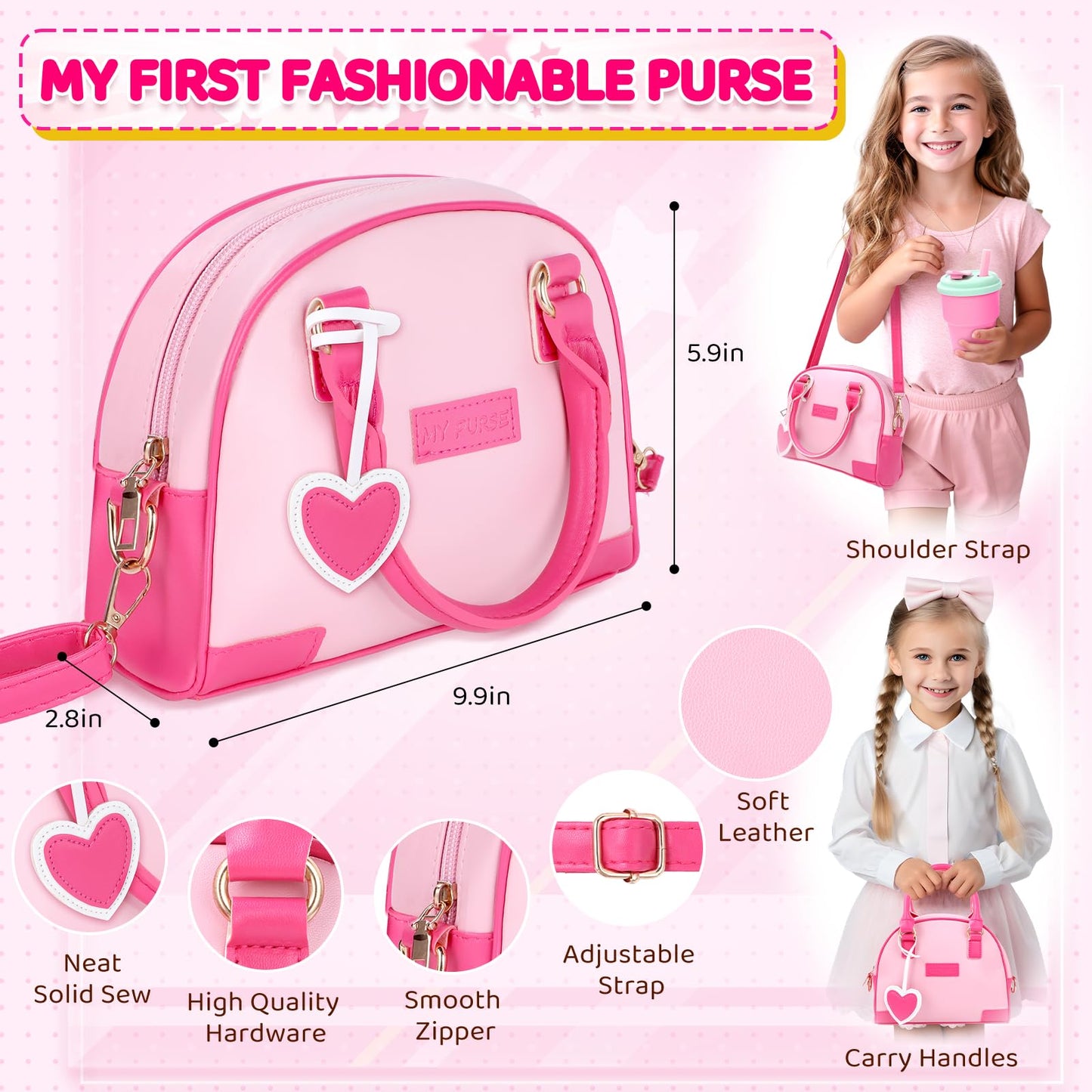 INNOCHEER Little Girls Purse – Pretend Makeup Kit & Dress-Up Toy for Ages 3-8
