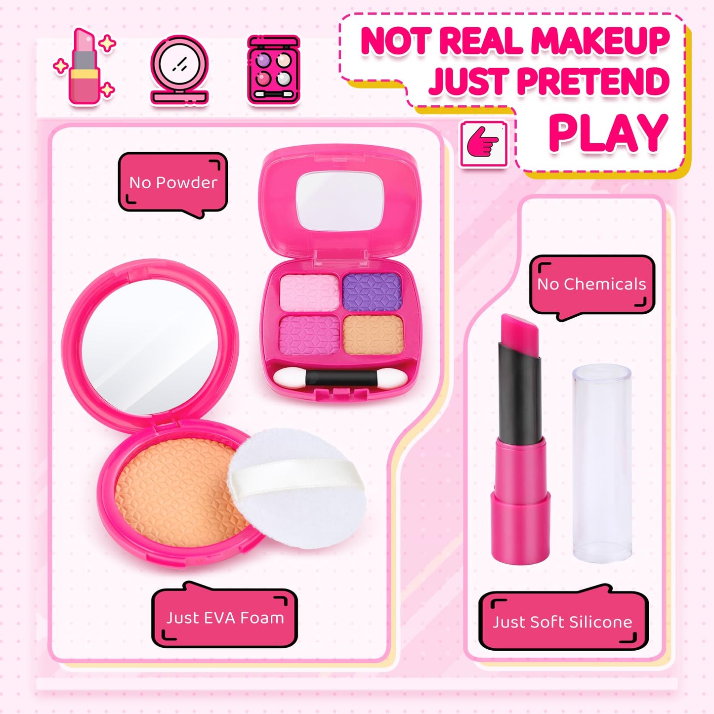 INNOCHEER Little Girls Purse – Pretend Makeup Kit & Dress-Up Toy for Ages 3-8