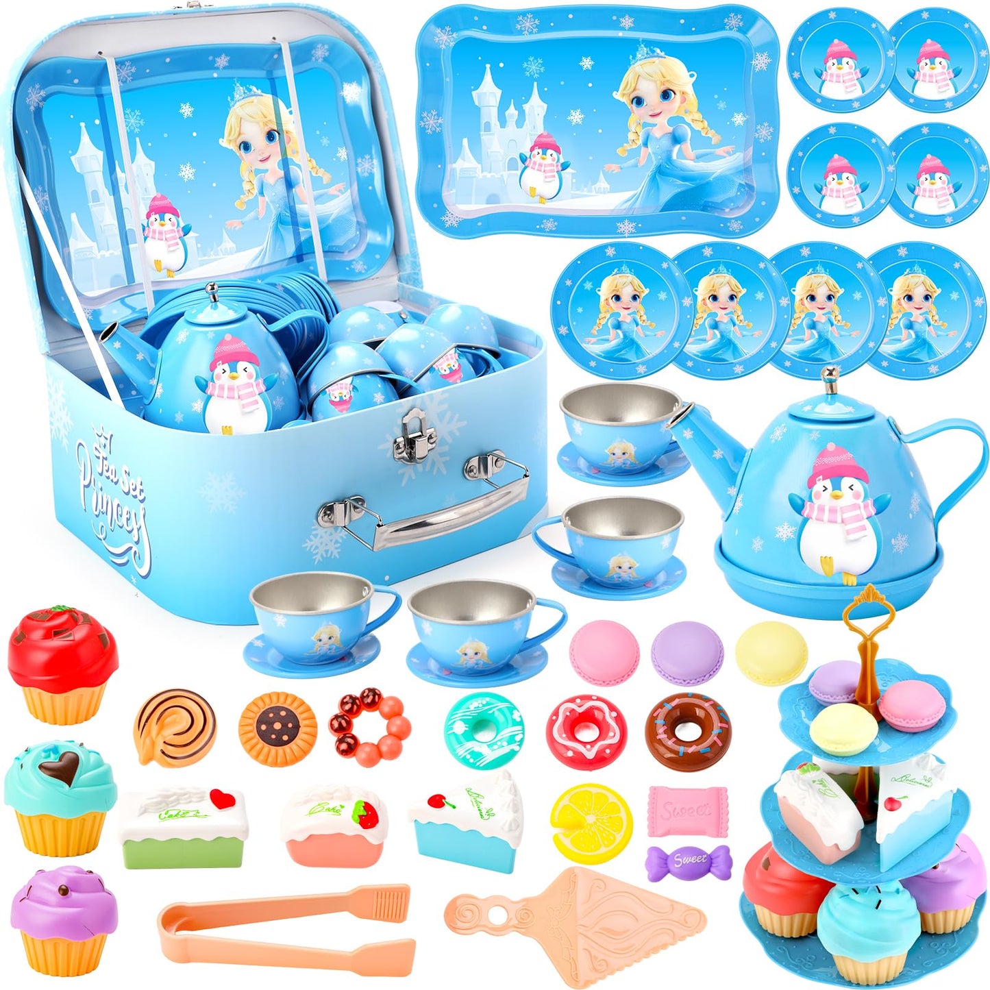 INNOCHEER Tea Party Set for Girls - Pretend Play Kitchen Toys (3-8 Years)
