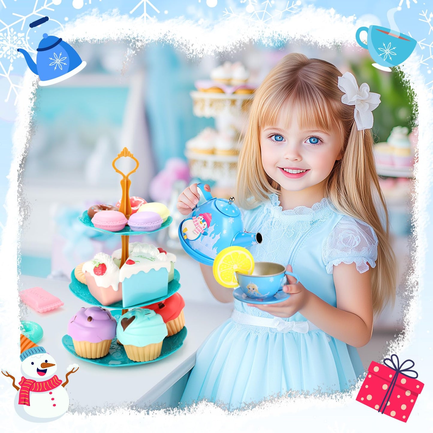 INNOCHEER Tea Party Set for Girls - Pretend Play Kitchen Toys (3-8 Years)