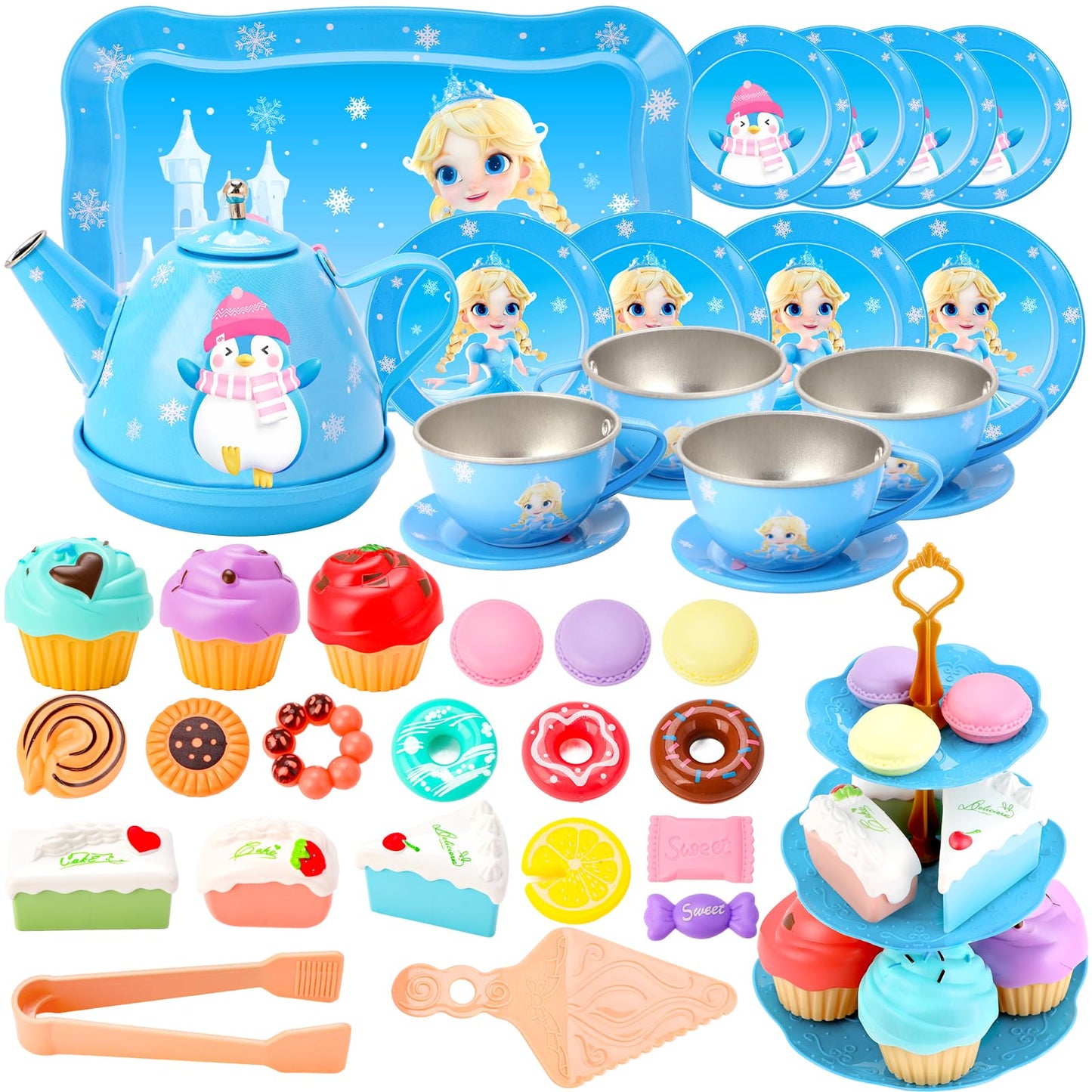 INNOCHEER Tea Party Set for Girls - Pretend Play Kitchen Toys (3-8 Years)