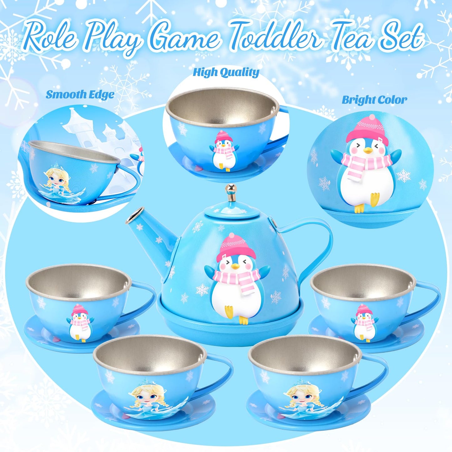 INNOCHEER Tea Party Set for Girls - Pretend Play Kitchen Toys (3-8 Years)