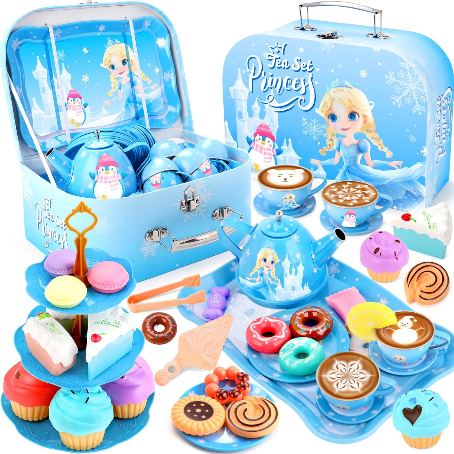 INNOCHEER Tea Party Set for Girls - Pretend Play Kitchen Toys (3-8 Years)