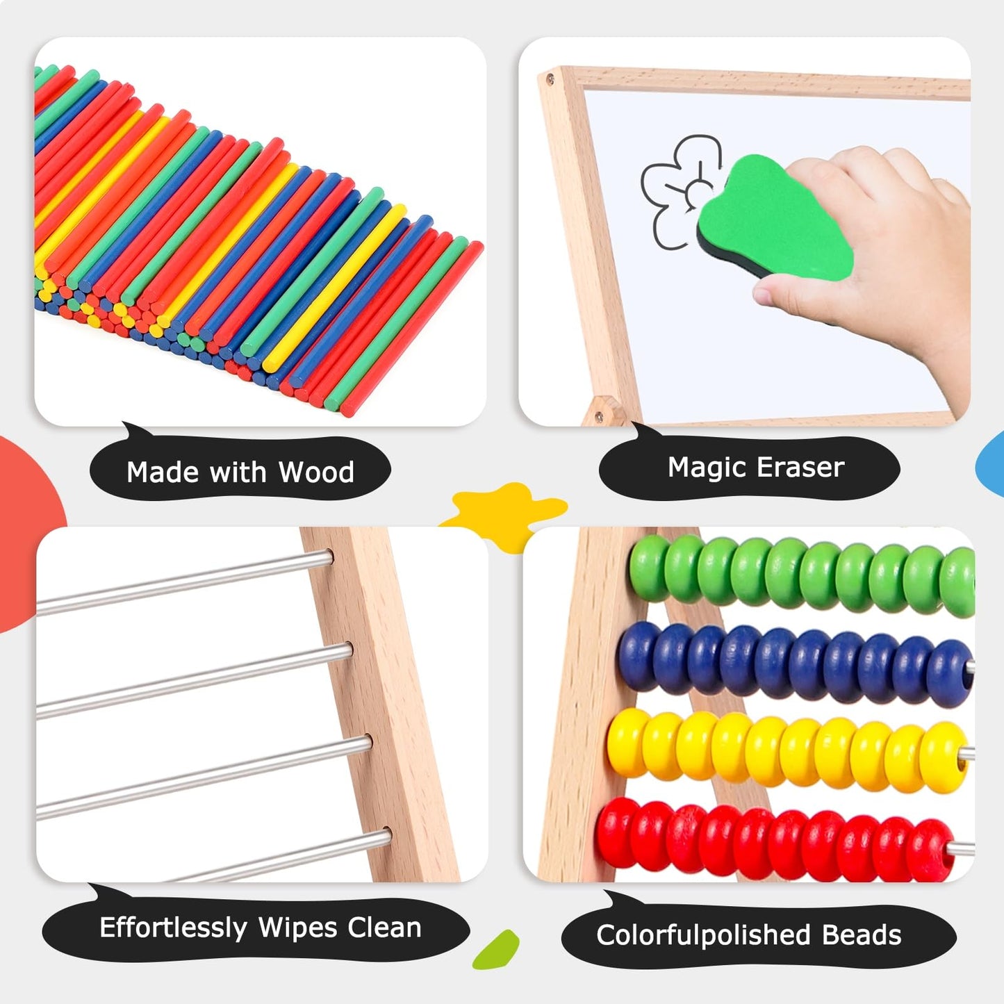 INNOCHEER 3-in-1 Abacus, Magnetic Letters & Fridge Magnets for Kids | Educational Learning Toy