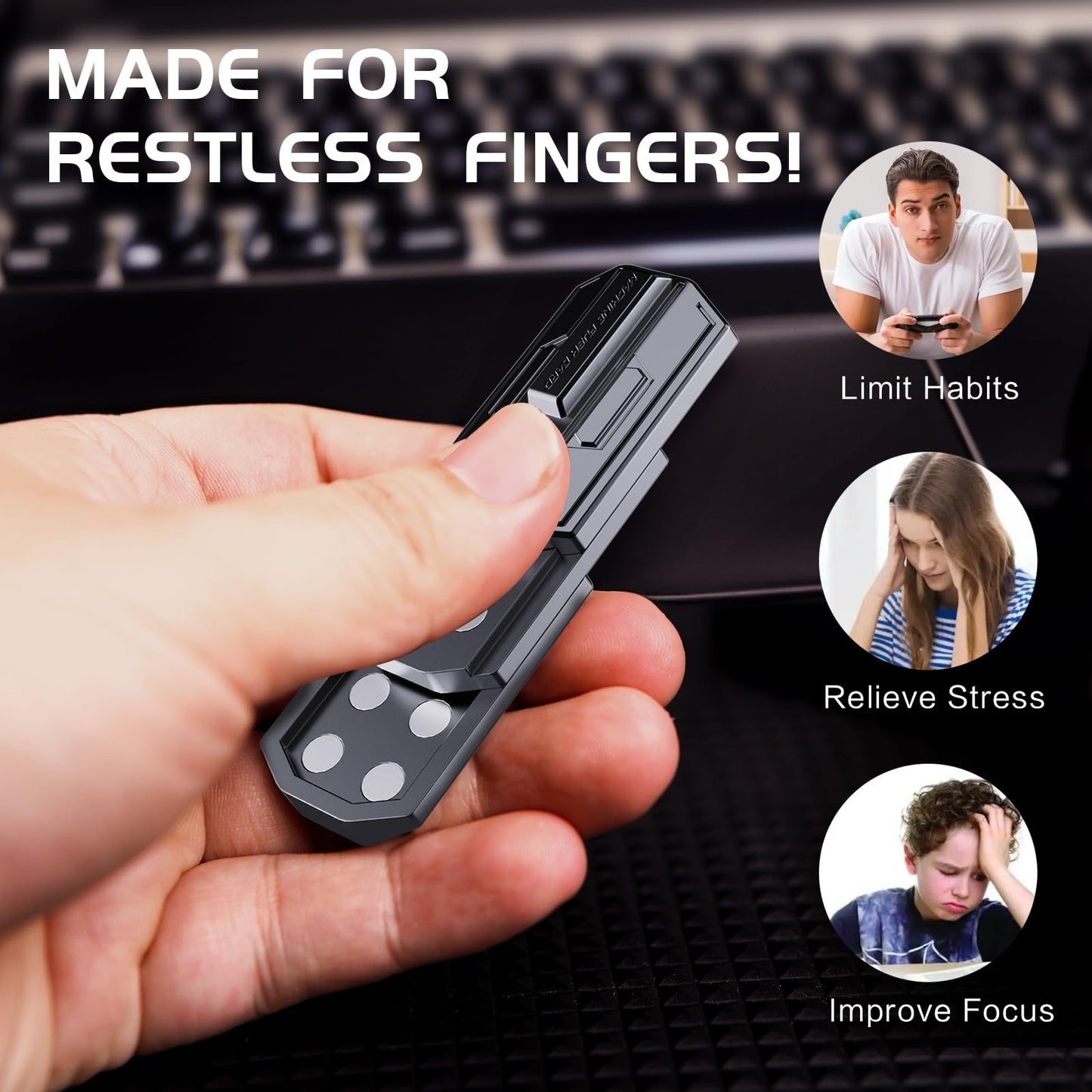 INNÔPLUS Fidget Slider – All-Metal Fidget Toy for Adults | Stress Relief & Focus