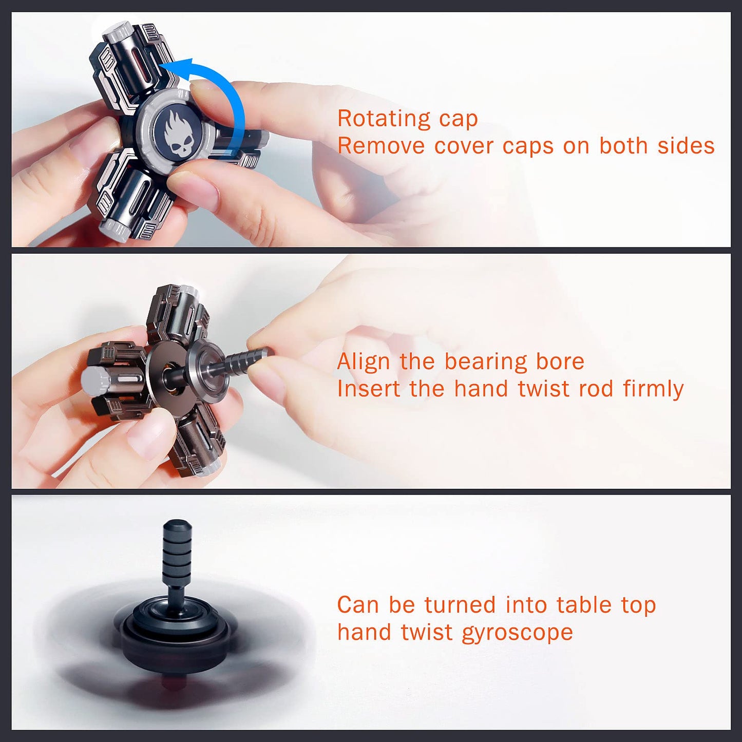 INNOPLUS Fidget Spinner – Metal Hand Spinner with 27 Light Effects, Night Glow, and Portable Anti-Stress Toy