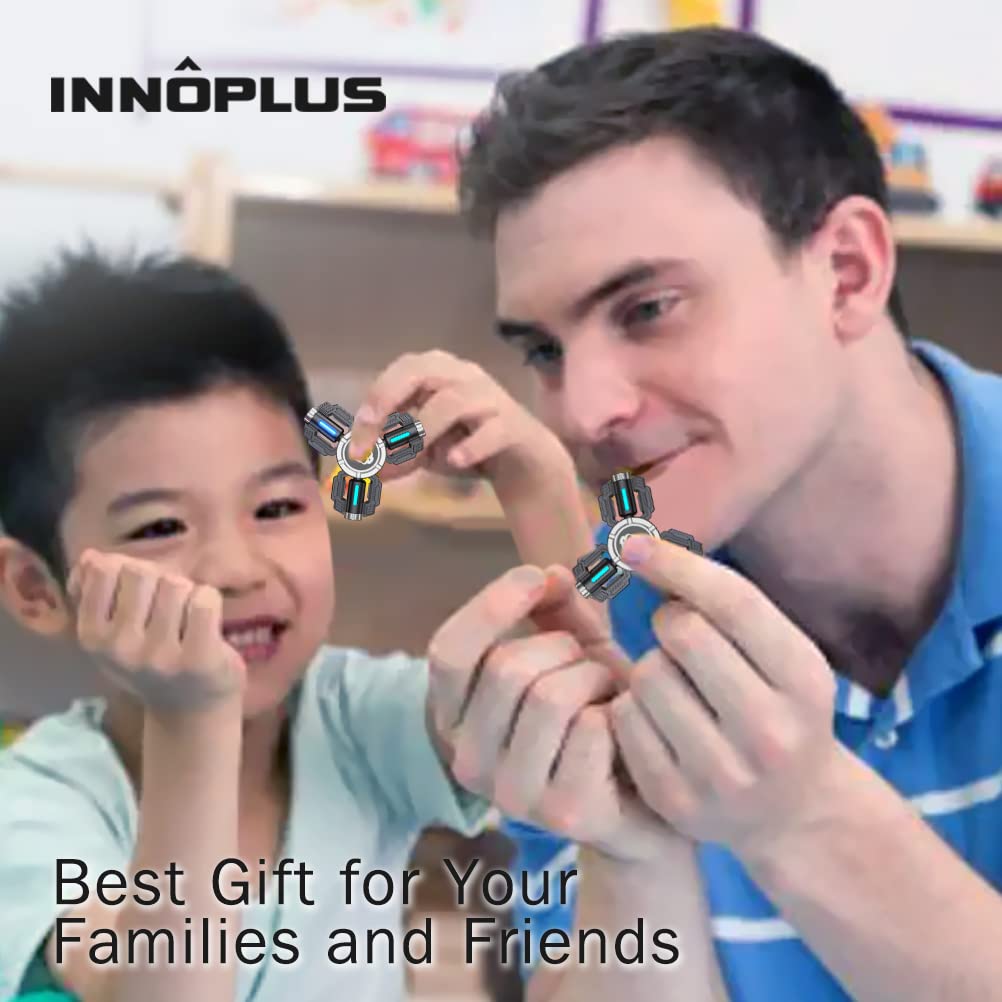 INNOPLUS Fidget Spinner – Metal Hand Spinner with 27 Light Effects, Night Glow, and Portable Anti-Stress Toy
