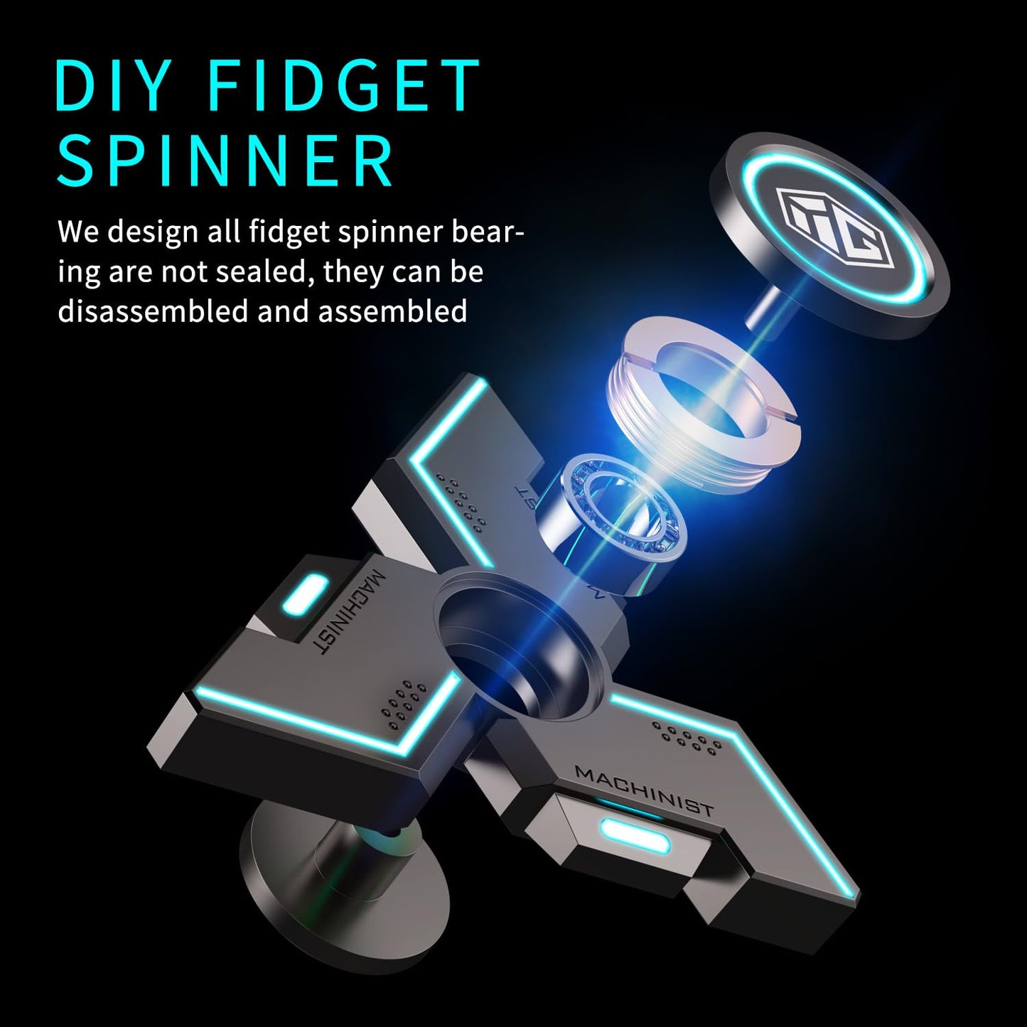 INNÔPLUS Fidget Spinners - Metal Spinner for Adults & Teens, Glow in the Dark, Portable Focus
