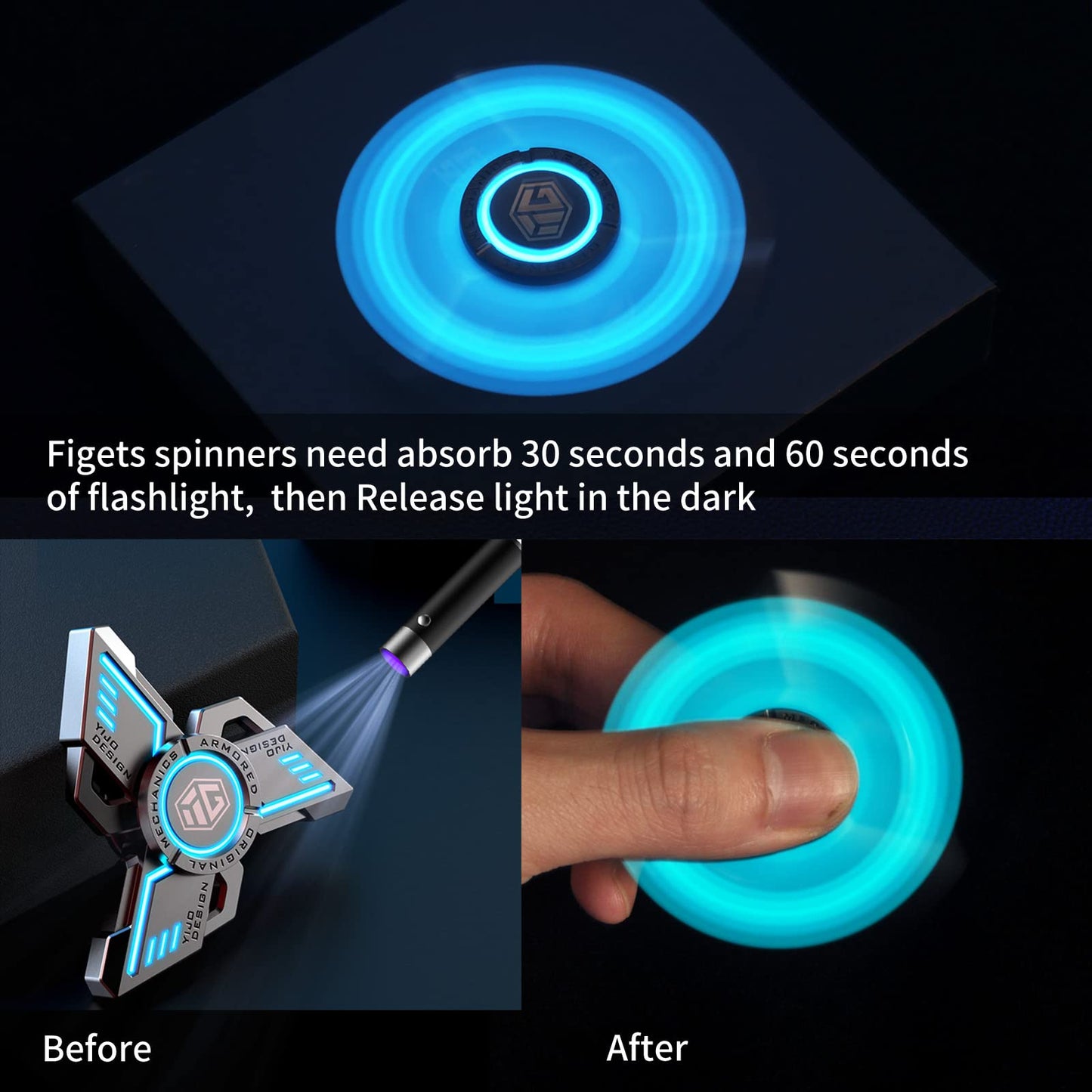 INNÔPLUS Fidget Spinner – Light-Up Metal Spinner for Focus, Stress Relief & Portable Fun