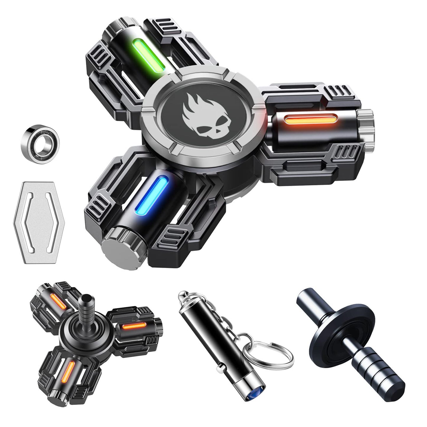 INNOPLUS Fidget Spinner – Metal Hand Spinner with 27 Light Effects, Night Glow, and Portable Anti-Stress Toy