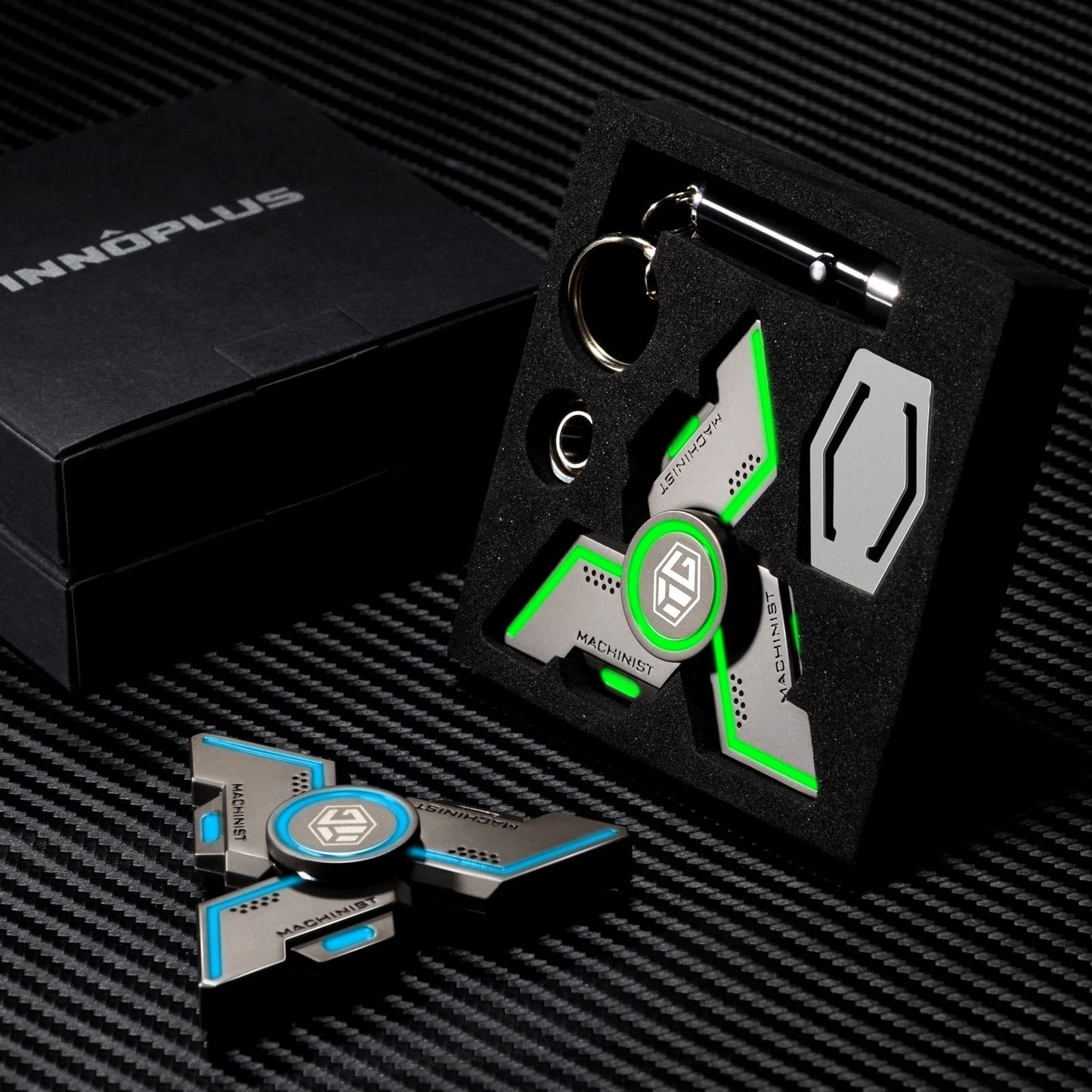 INNÔPLUS Fidget Spinners - Metal Spinner for Adults & Teens, Glow in the Dark, Portable Focus