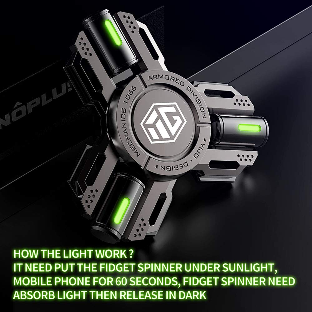 INNÔPLUS Fidget Spinner – Glow-in-the-Dark Metal Spin Toy for Focus, Stress Relief, ADHD