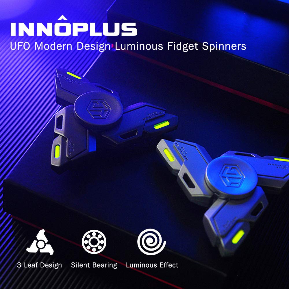 INNÔPLUS Fidget Spinner — Metal Hand Toy for Stress Relief, Glow in the Dark, Portable Gift
