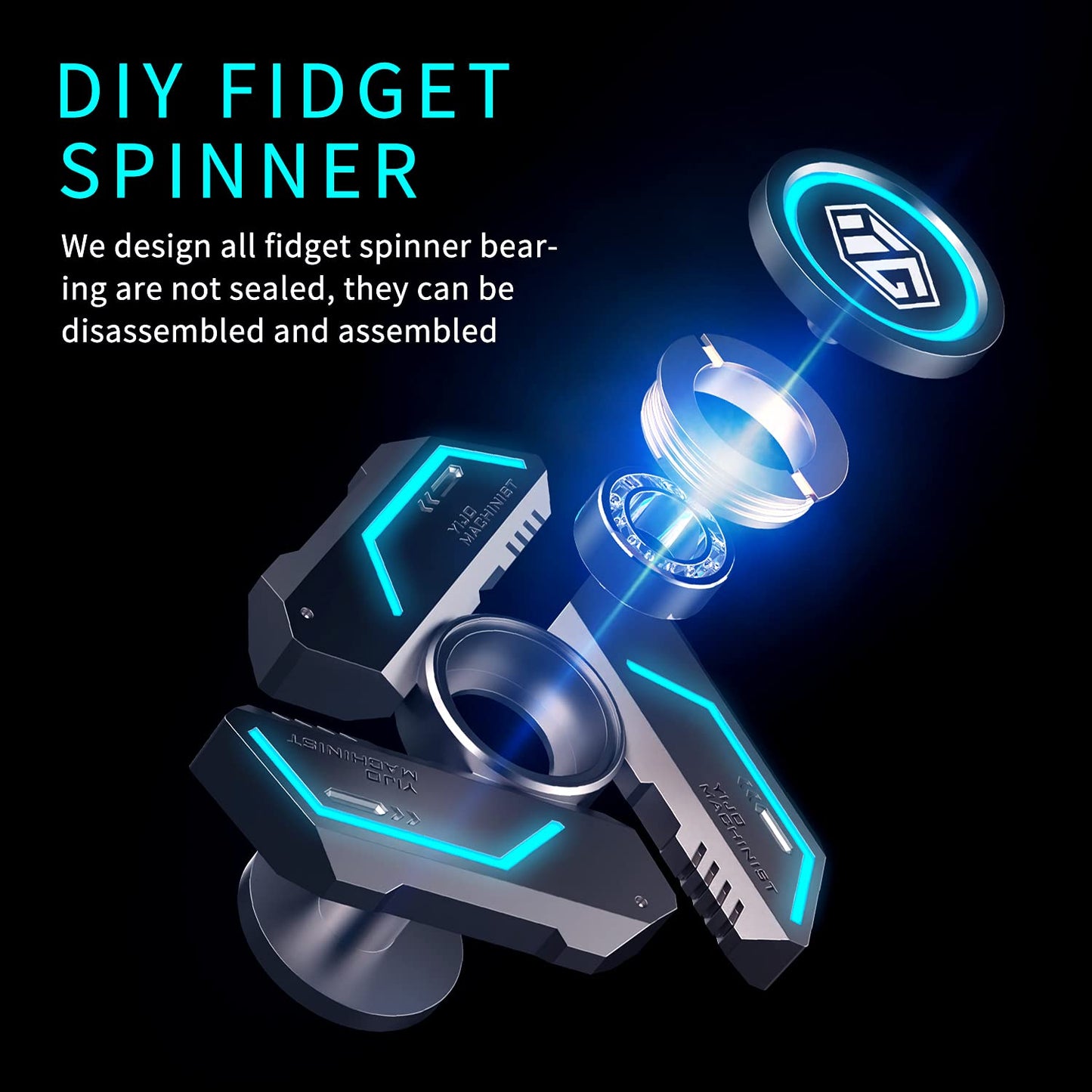 INNÔPLUS Fidget Spinner – Glow-in-the-Dark Metal Finger Toy for Focus & Relaxation