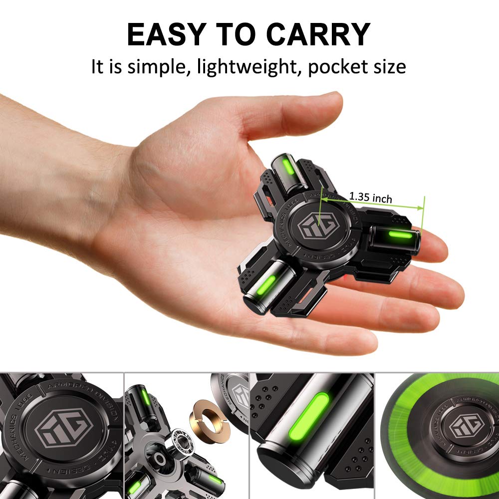 INNÔPLUS Fidget Spinner – Glow-in-the-Dark Metal Spin Toy for Focus, Stress Relief, ADHD