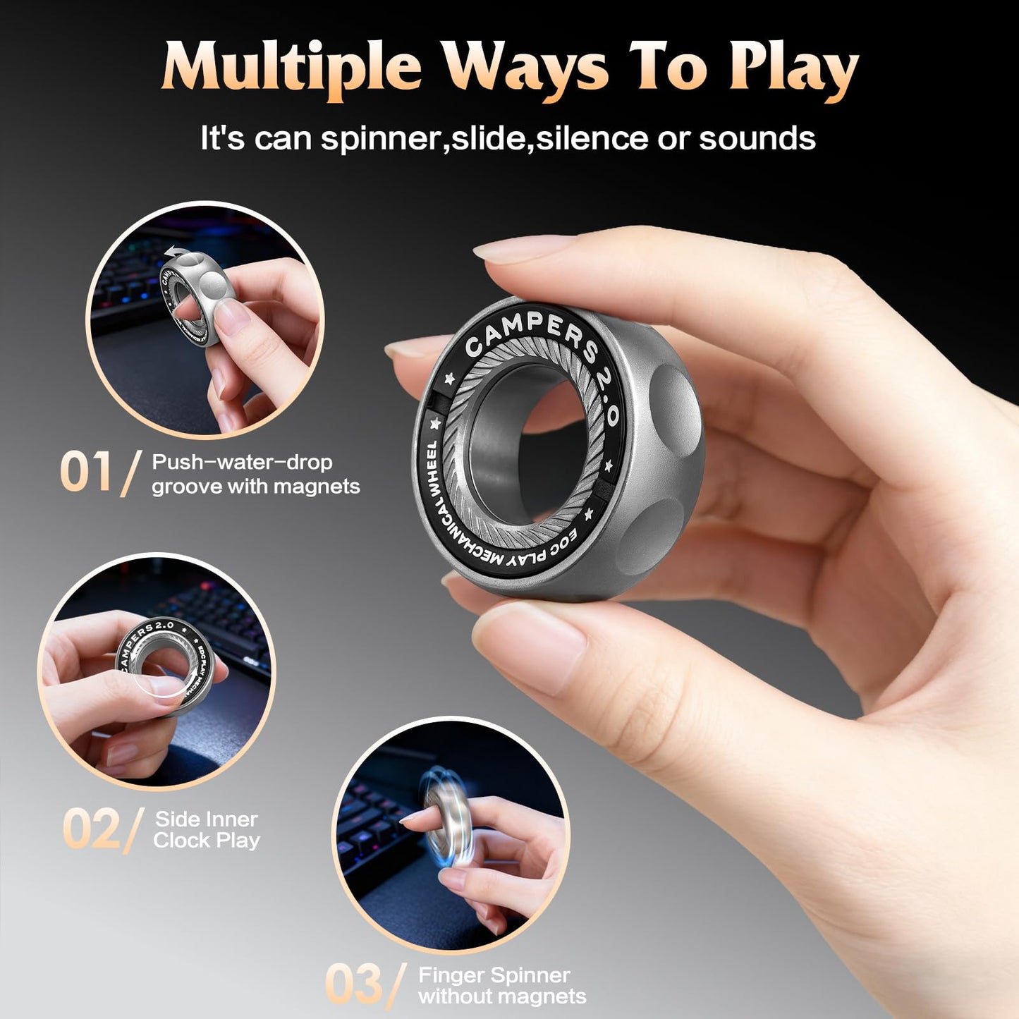 INNÔPLUS Upgrade Magnetic Fidget Spinner Rings – Stress Relief & Focus