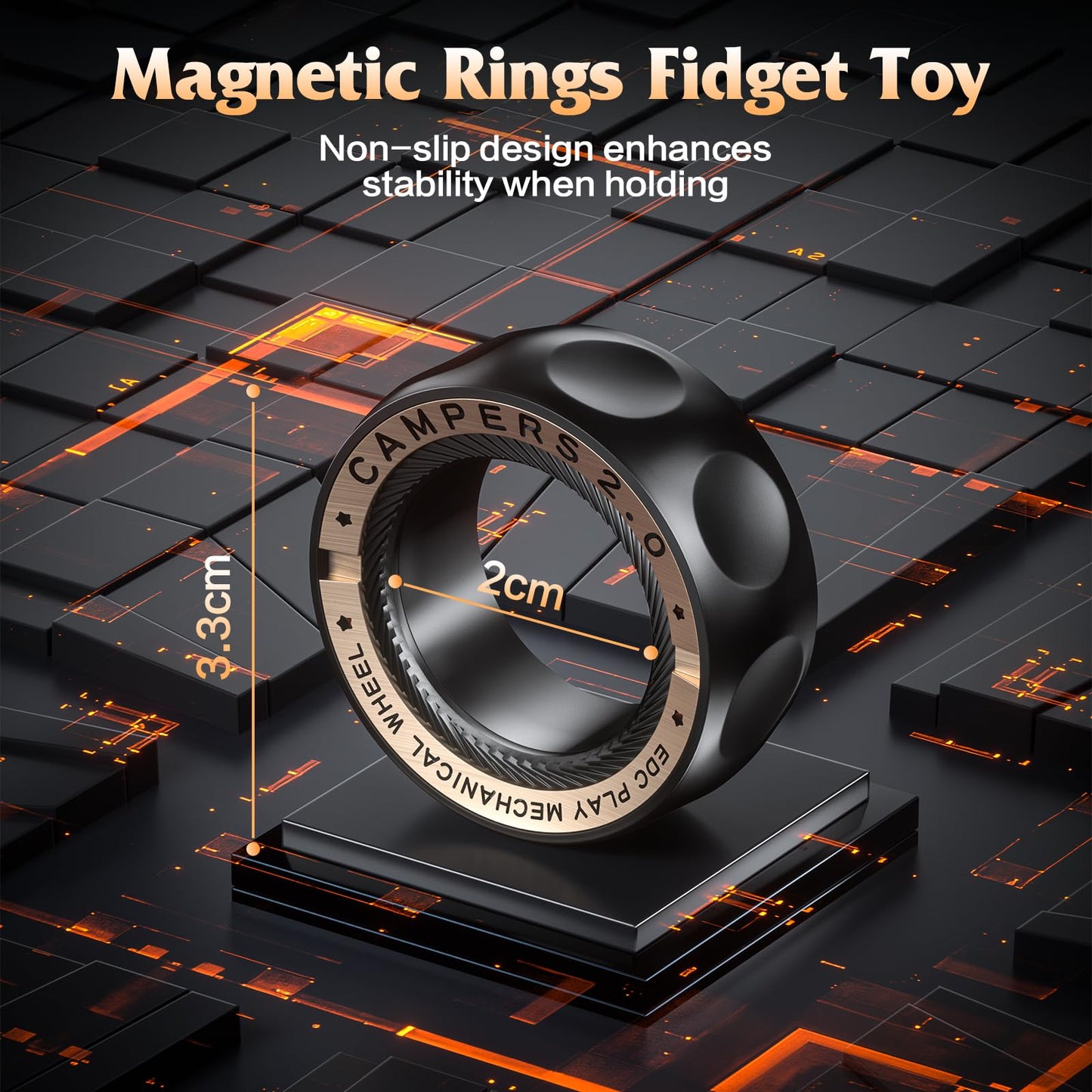 INNÔPLUS Upgrade Fidget Spinner Ring – Magnetic Stainless Steel EDC for Stress Relief