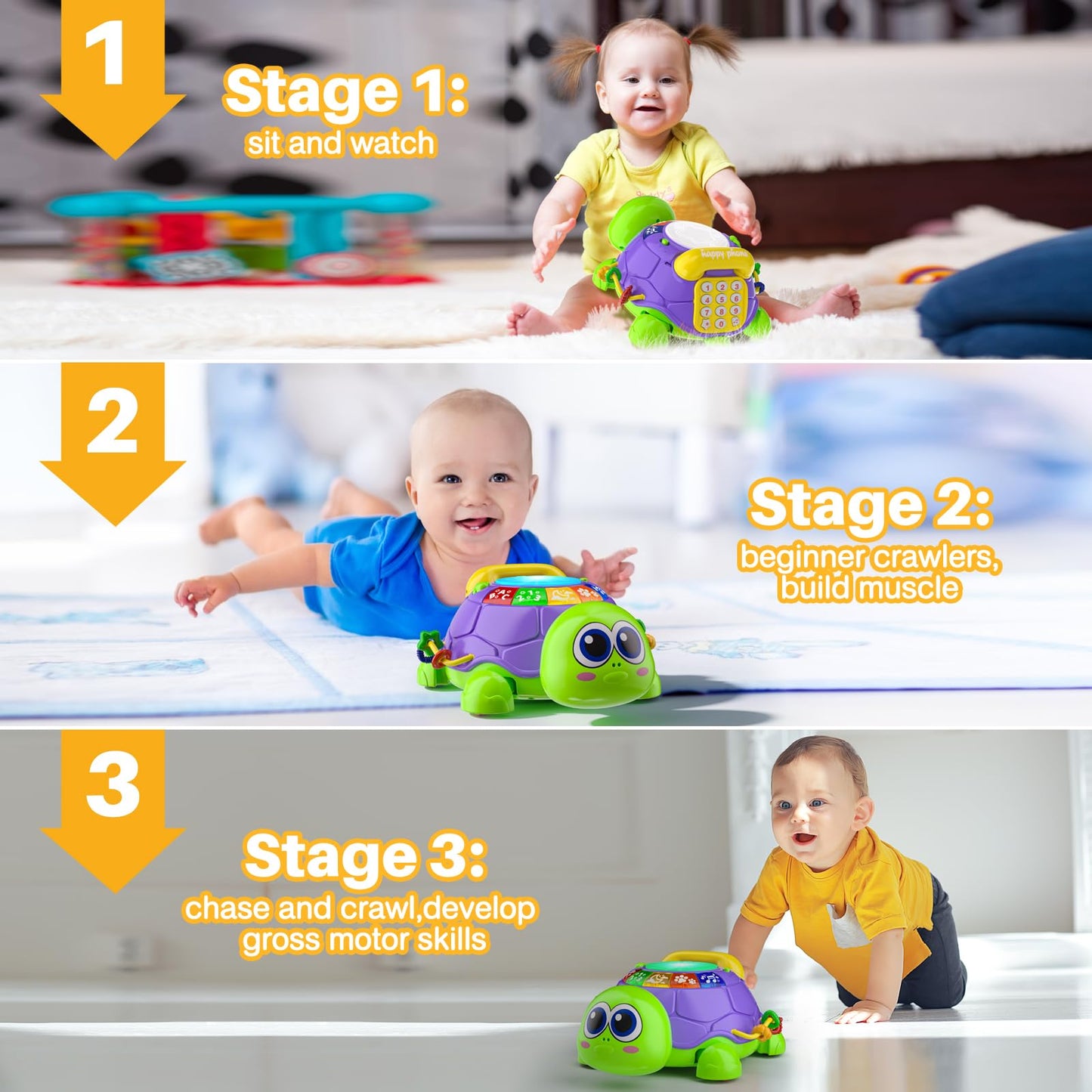 INNOSKY Musical Turtle Toy for Babies 6-12 Months – Crawling & Tummy Time