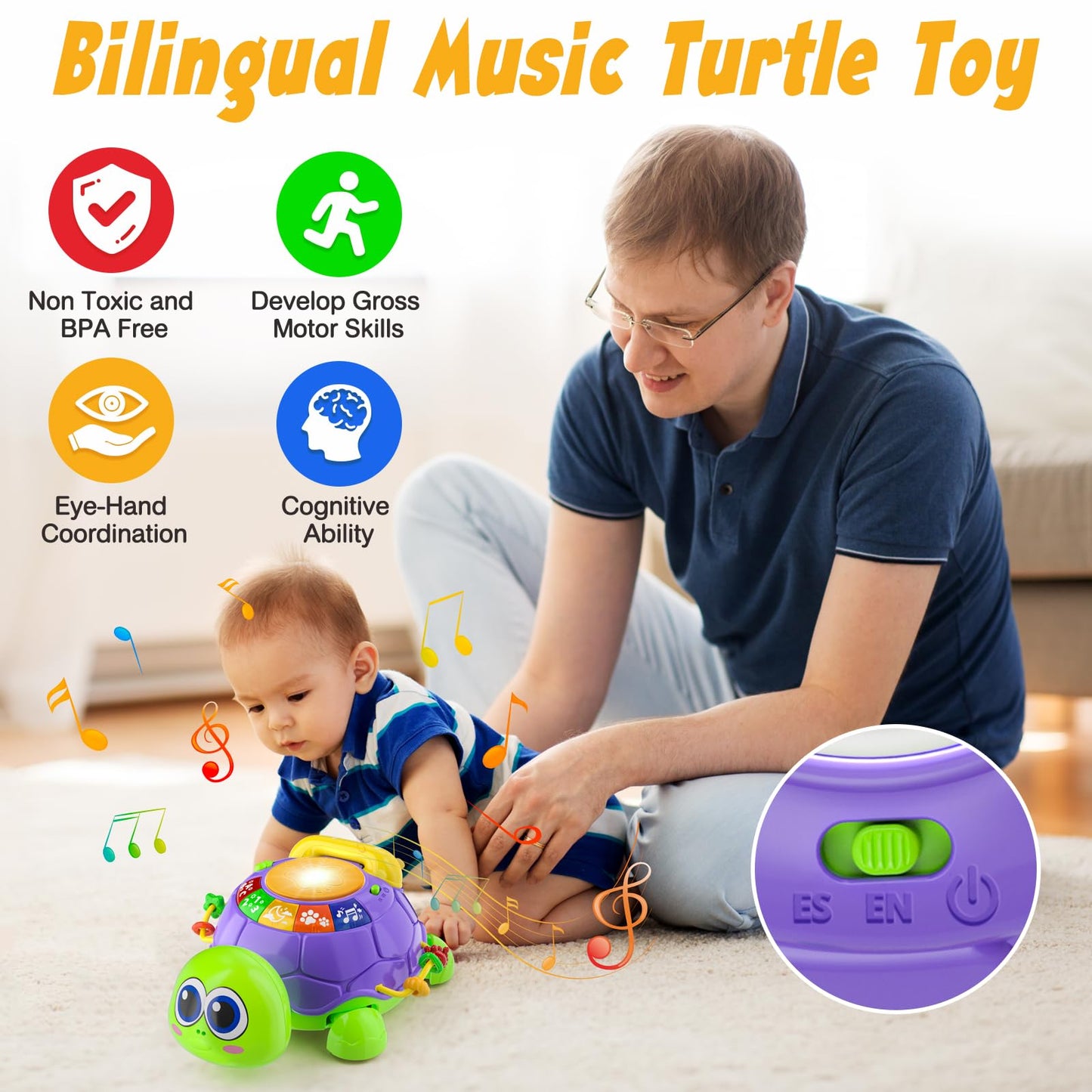 INNOSKY Musical Turtle Toy for Babies 6-12 Months – Crawling & Tummy Time