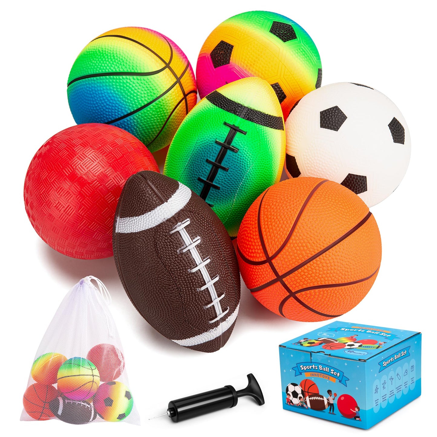Innotoys Soft Balls 5-Inch 7-Pack – Easy-Grip Playground Balls for Toddlers